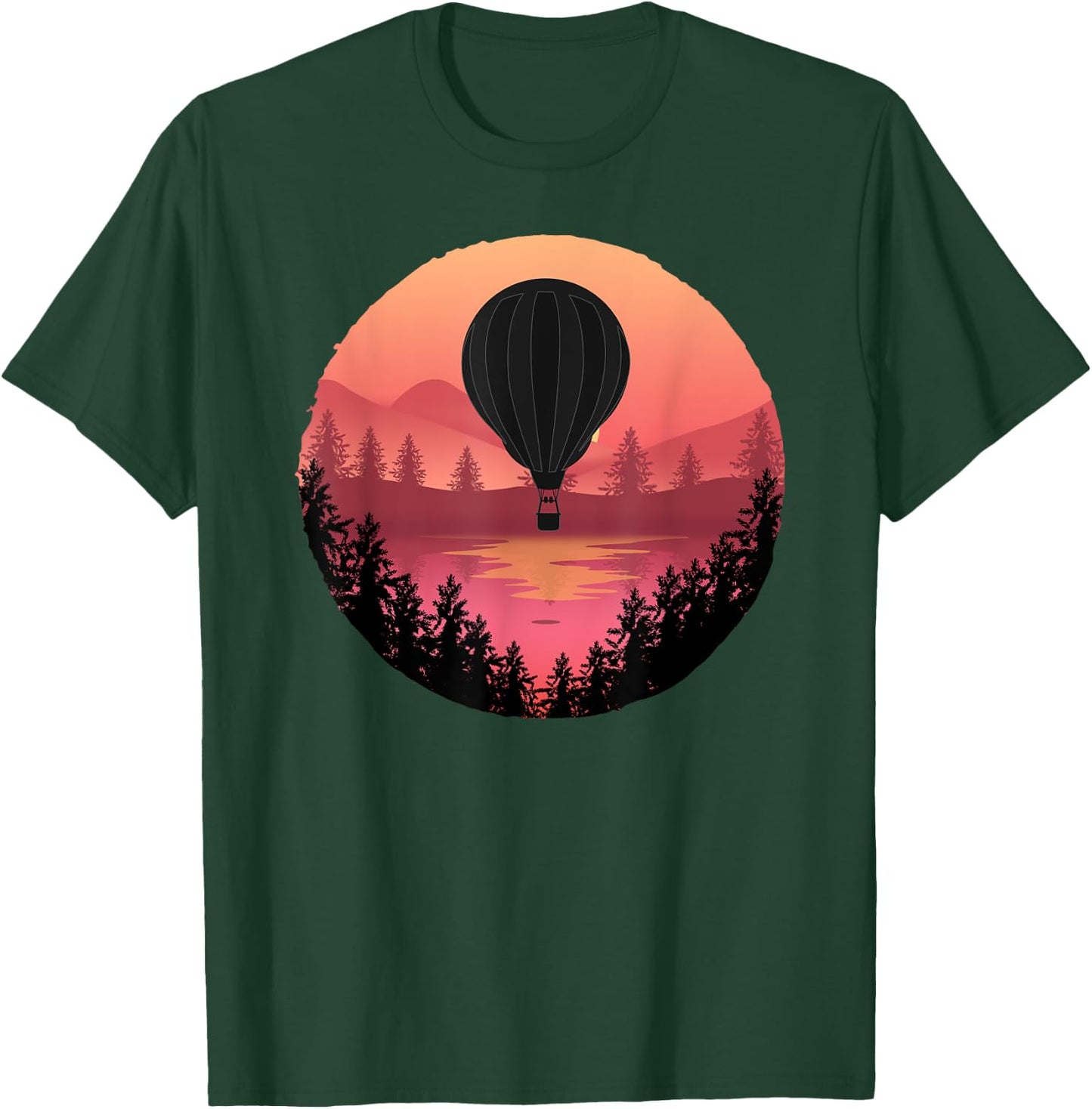 Pretty Flying Hot Air Balloon: Cool Sunset Ballooning Lovers T-Shirt - T-Shirt | Forest