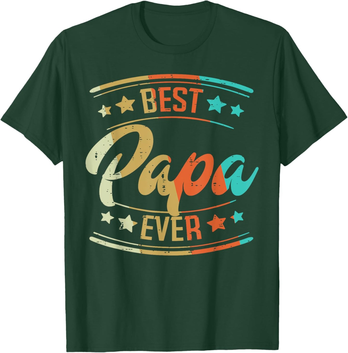 Fathers Day Best Papa Ever Retro Dad Daddy Grandpa Stepdad T-Shirt - T-Shirt | Forest