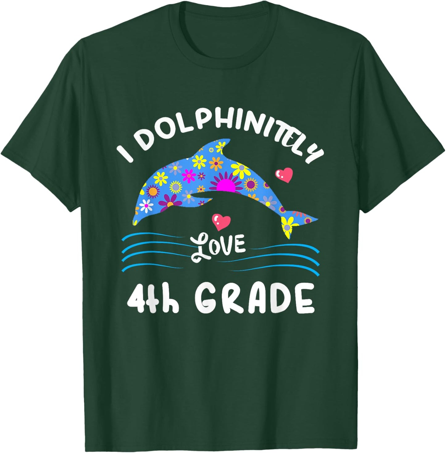 Cute Kids 4th Grade Back To School Girls Dolphin Themed Gift T-Shirt - T-Shirt | Forest