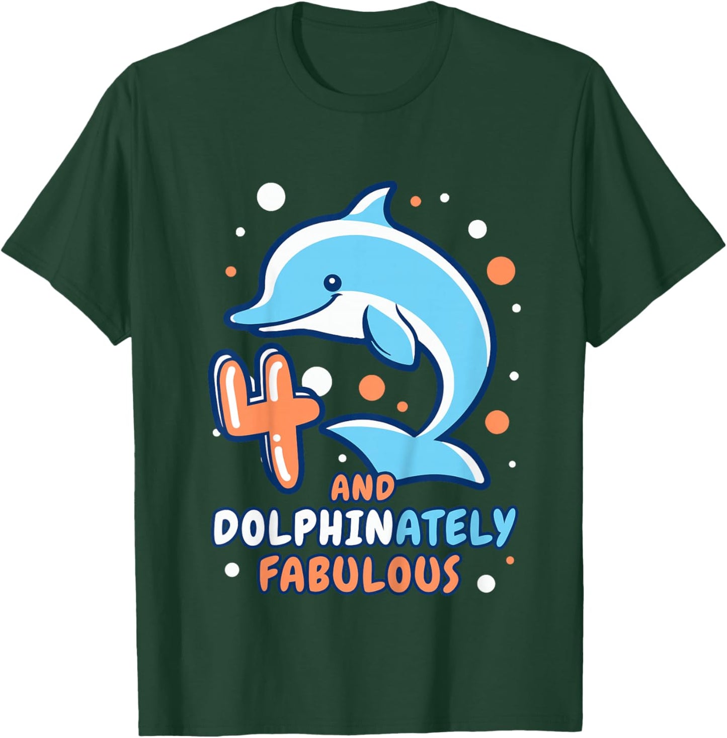 Dolphin 4th Birthday Outfit Dolphin Birthday Party Age 4 T-Shirt - T-Shirt | Forest