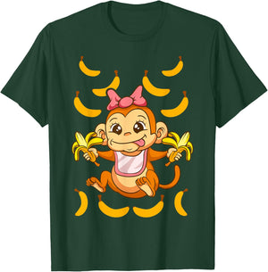 Baby Monkey Monkeys Zoo Animals Bananas Cute Kids T-Shirt - T-Shirt | Forest