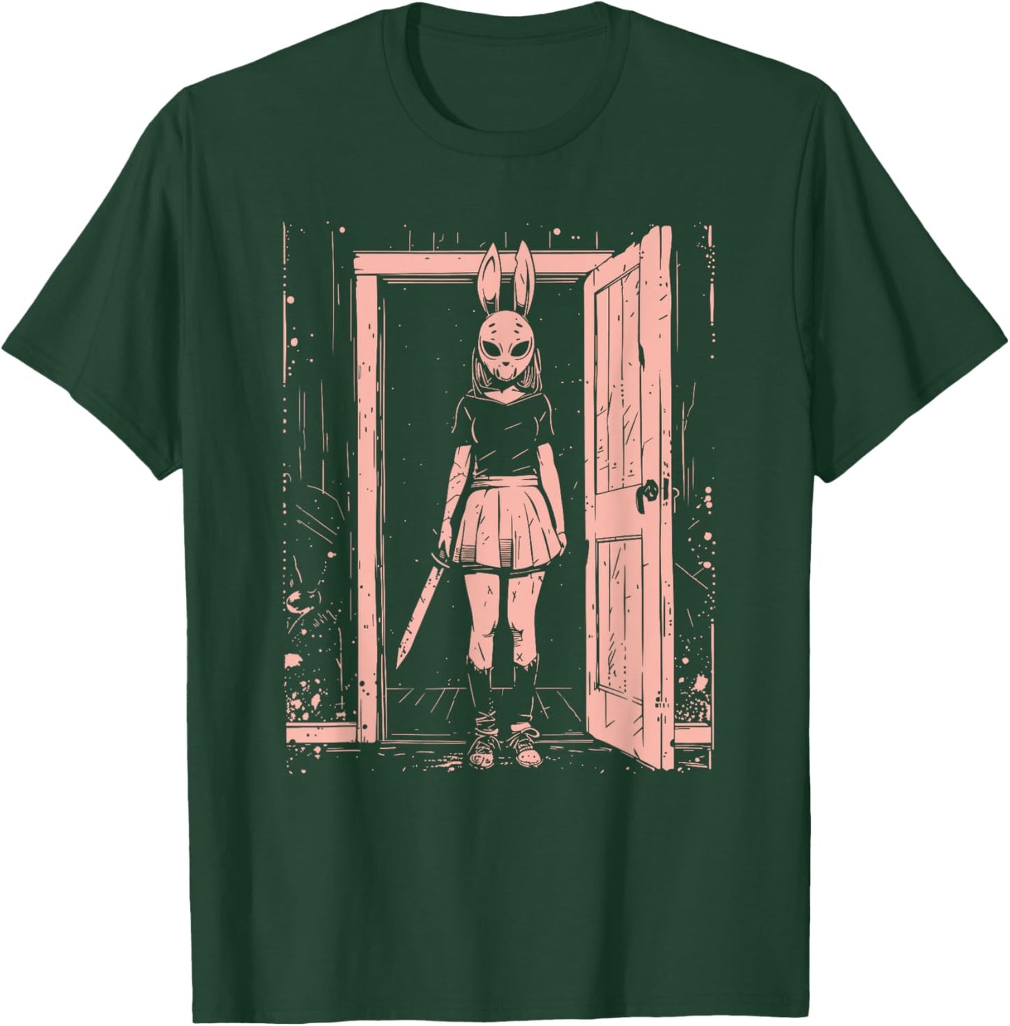 Creepy Girl Bunny Mask Slasher Pastel Goth Anime Horror T-Shirt - T-Shirt | Forest