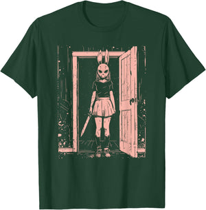 Creepy Girl Bunny Mask Slasher Pastel Goth Anime Horror T-Shirt - T-Shirt | Forest