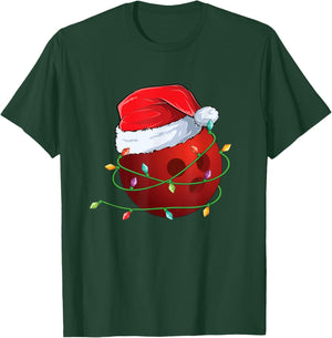 Christmas Bowling ball Santa Hat wrapped in Holiday Lights T-Shirt - T-Shirt | Forest