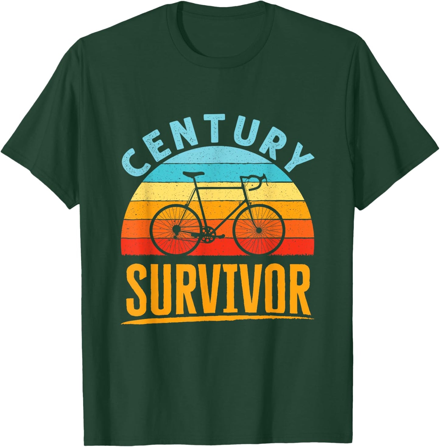 Century Survivor 100 Mile Bicycle Road Cycling Ride T-Shirt - T-Shirt | Forest