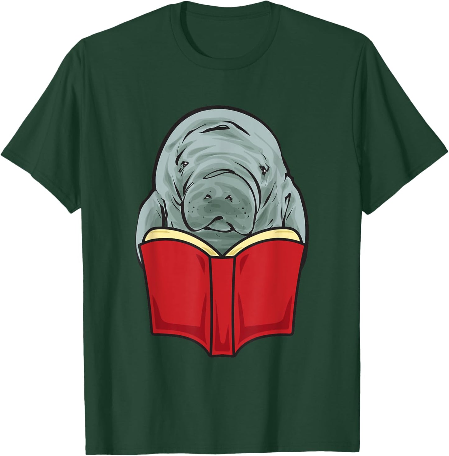 Manatee Reading Books Sea Animal Manatee T-Shirt - T-Shirt | Forest