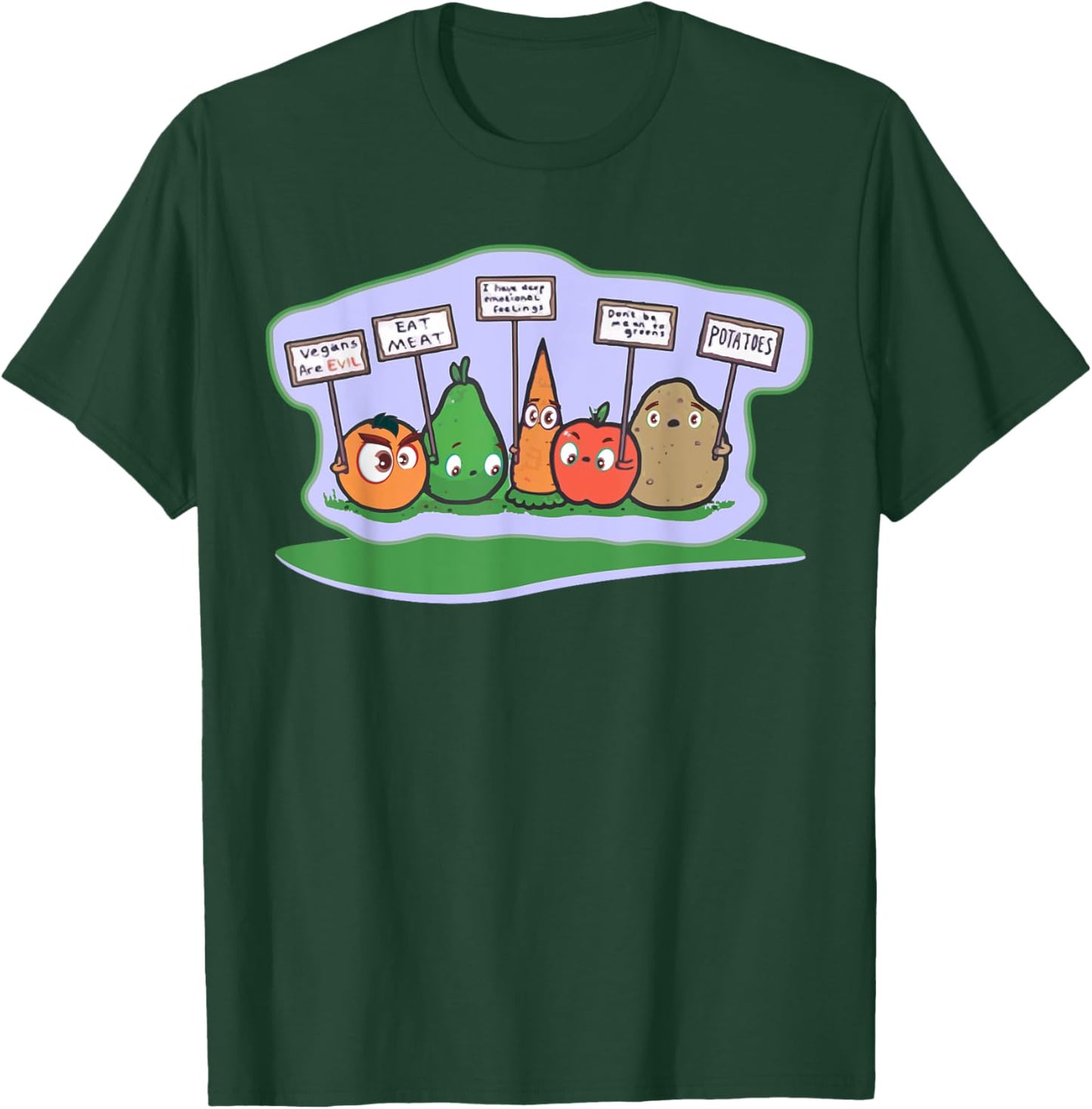 Anti Vegan Shirt Funny Fruit Vegetable Protest Meat Lover T-Shirt - T-Shirt | Forest