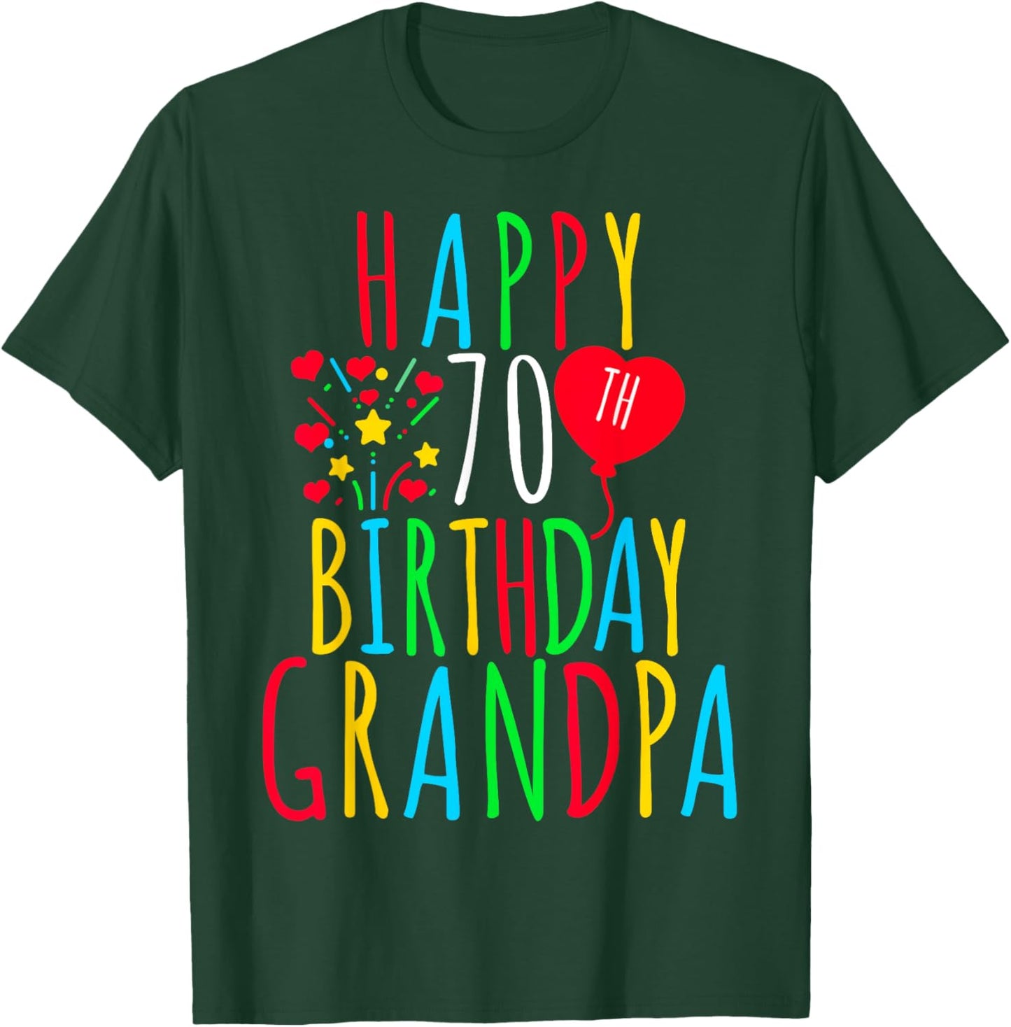 Happy 70th Birthday Grandpa Birthday 70 Years Old Grandpa T-Shirt - T-Shirt | Forest