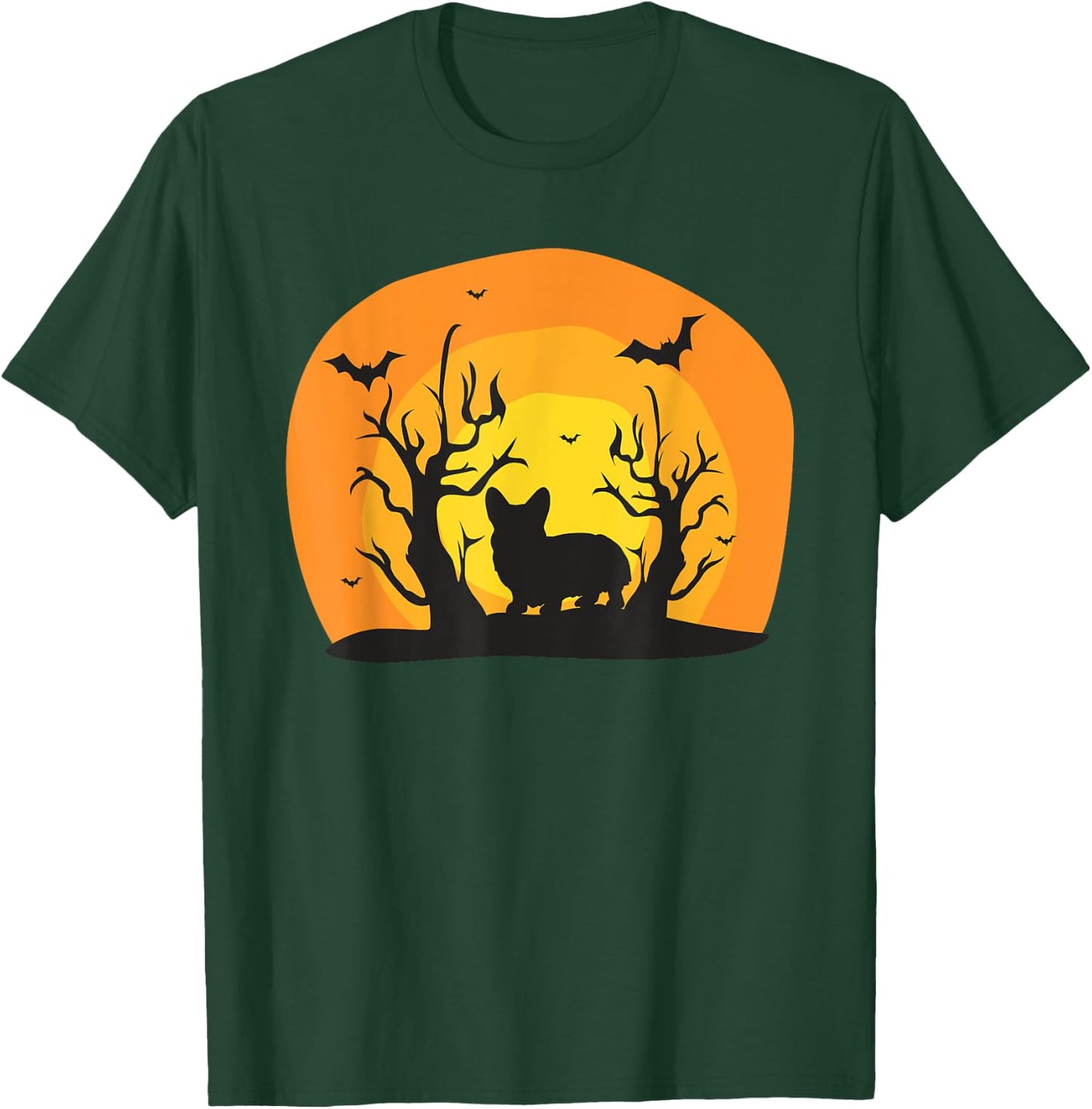 Corgi Dog Bat Funny Halloween Costume Silhouette Men Women Kids T-Shirt - T-Shirt | Forest
