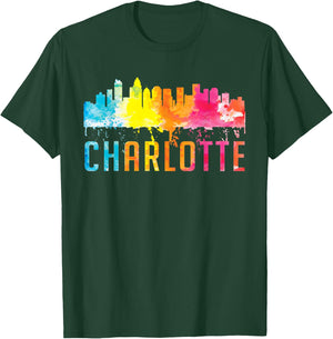 Charlotte North Carolina Watercolor Skyline Souvenir Shirt T-Shirt - T-Shirt | Forest