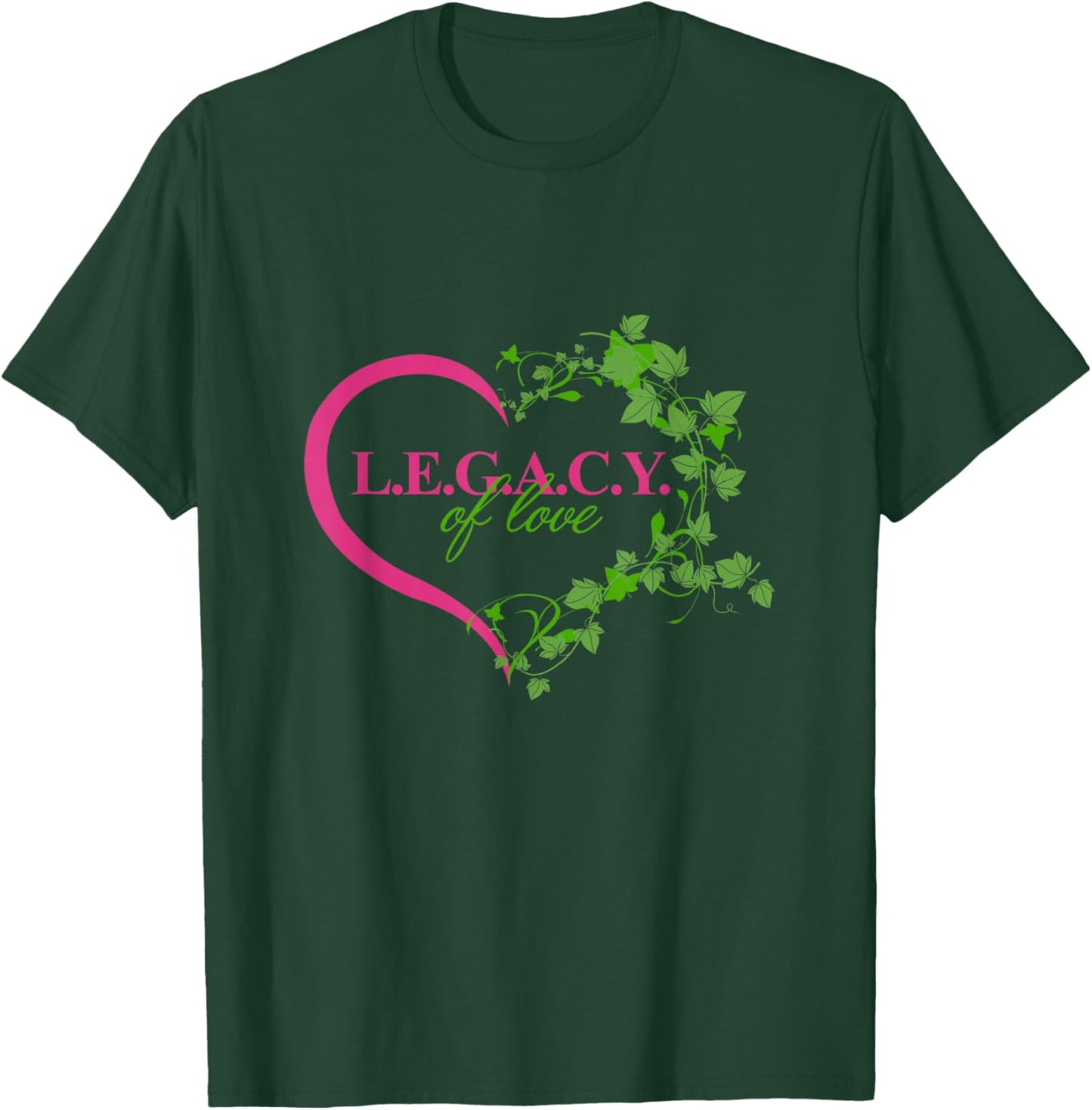 Legacy of Love Black Sorority Excellence Pink & Green Ivy T-Shirt - T-Shirt | Forest
