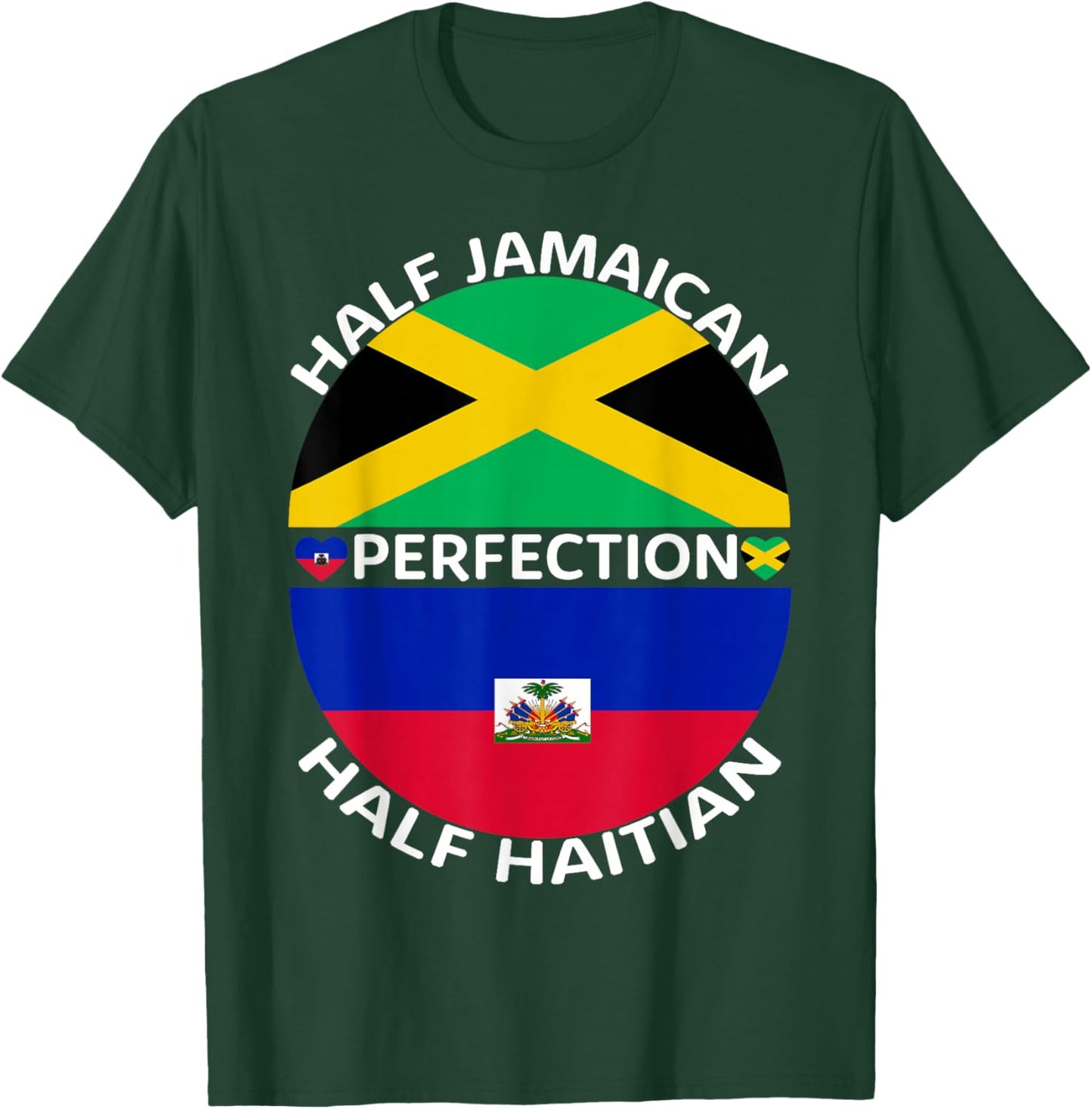 Half Jamaican Half Haitian Jamaica Haiti Root Flag Men Women T-Shirt - T-Shirt | Forest