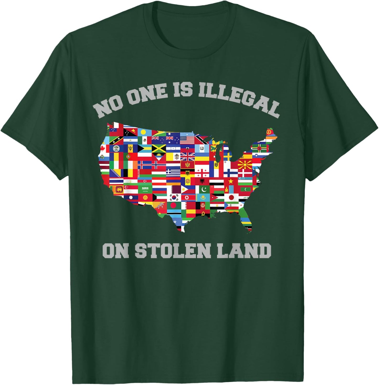 No One Is Illegal On Stolen Land Immigrant And Indigenous T-Shirt - T-Shirt | Forest