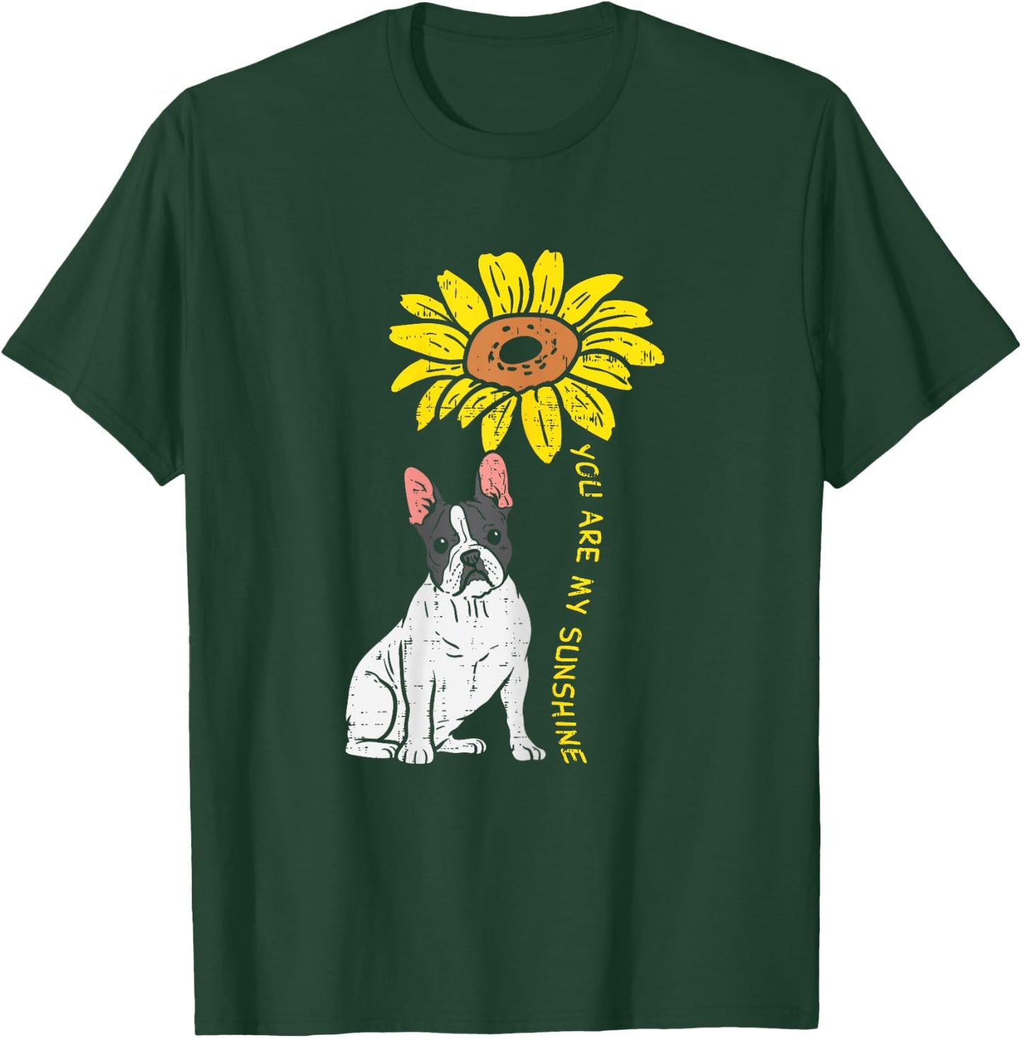 French Bulldog Sunflower Sunshine Frenchie Dog Women Gift T-Shirt - T-Shirt | Forest