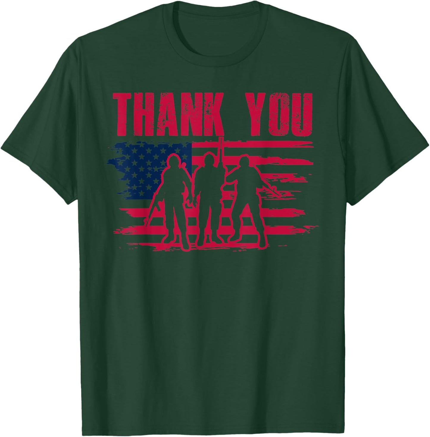 Thanks to Veterans Patriotic Thank you Vets American flag T-Shirt - T-Shirt | Forest