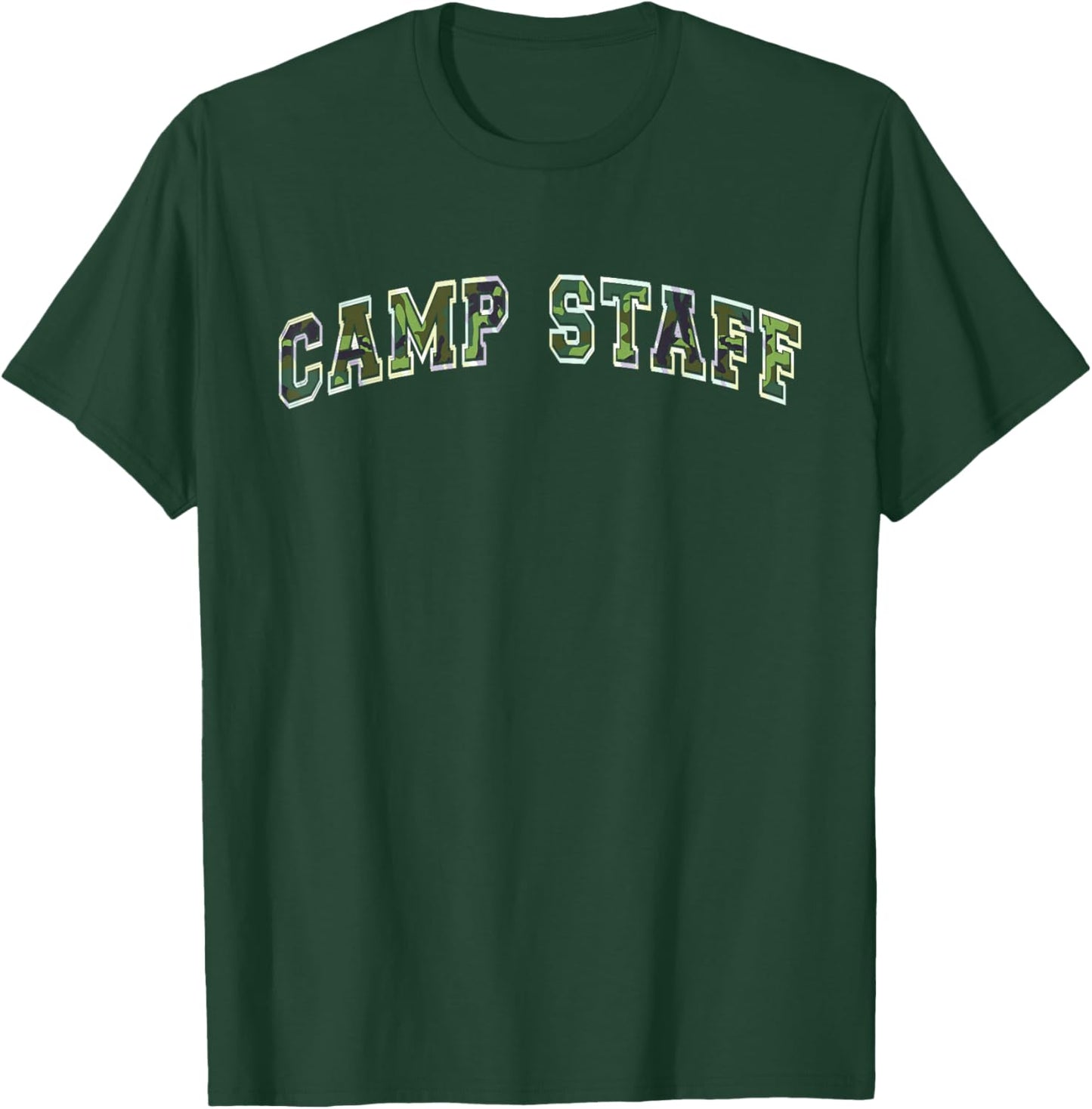 Camo CAMP STAFF Summer Campground Host Trainer Team Besties T-Shirt - T-Shirt | Forest