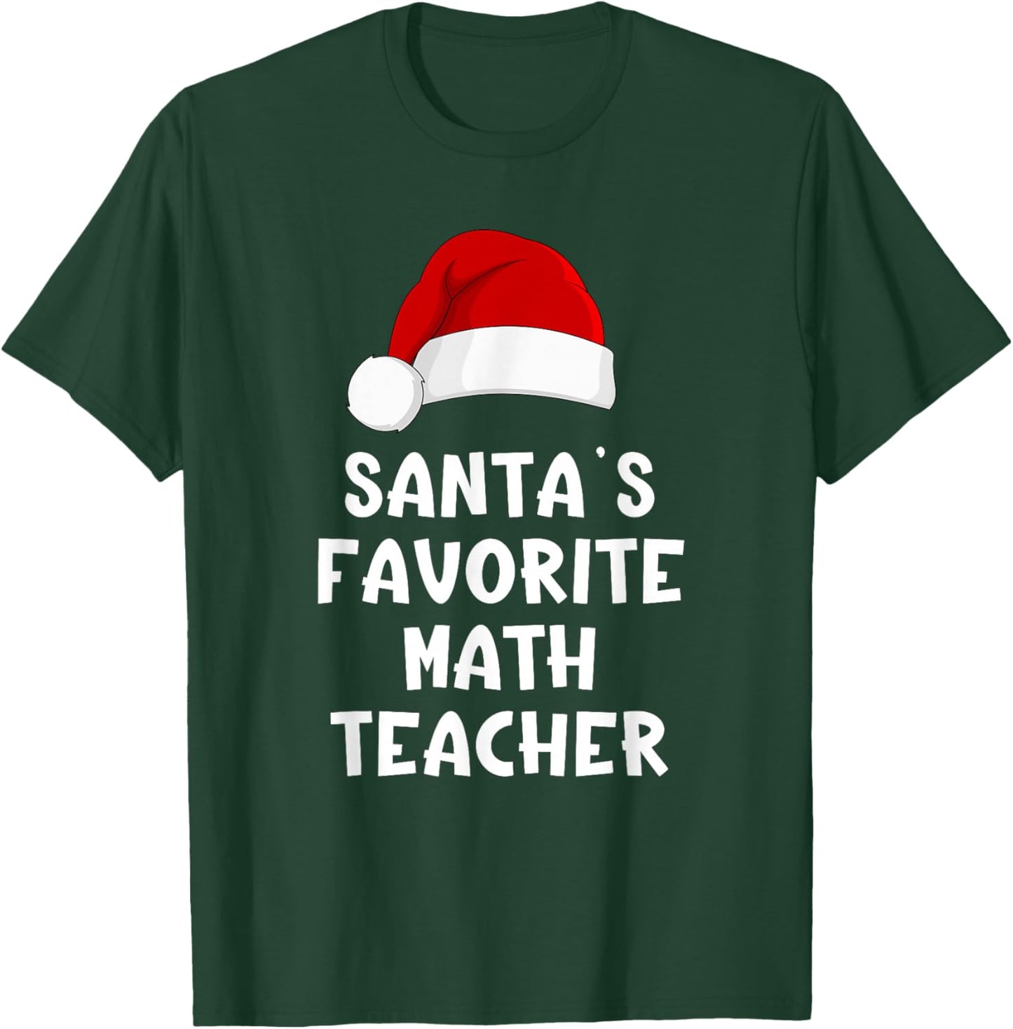 Christmas Santa's Favorite Math Teacher Funny Xmas Pajama T-Shirt - T-Shirt | Forest
