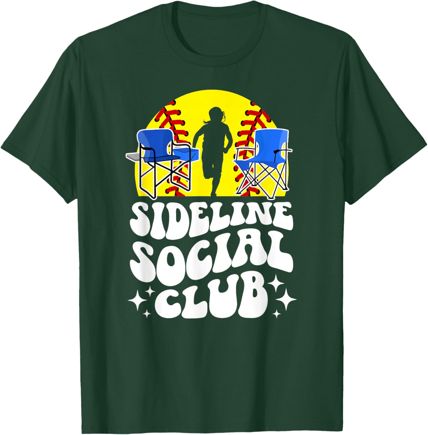Sideline Social Club Softball Mom Of A Softball Player Mama T-Shirt - T-Shirt | Forest