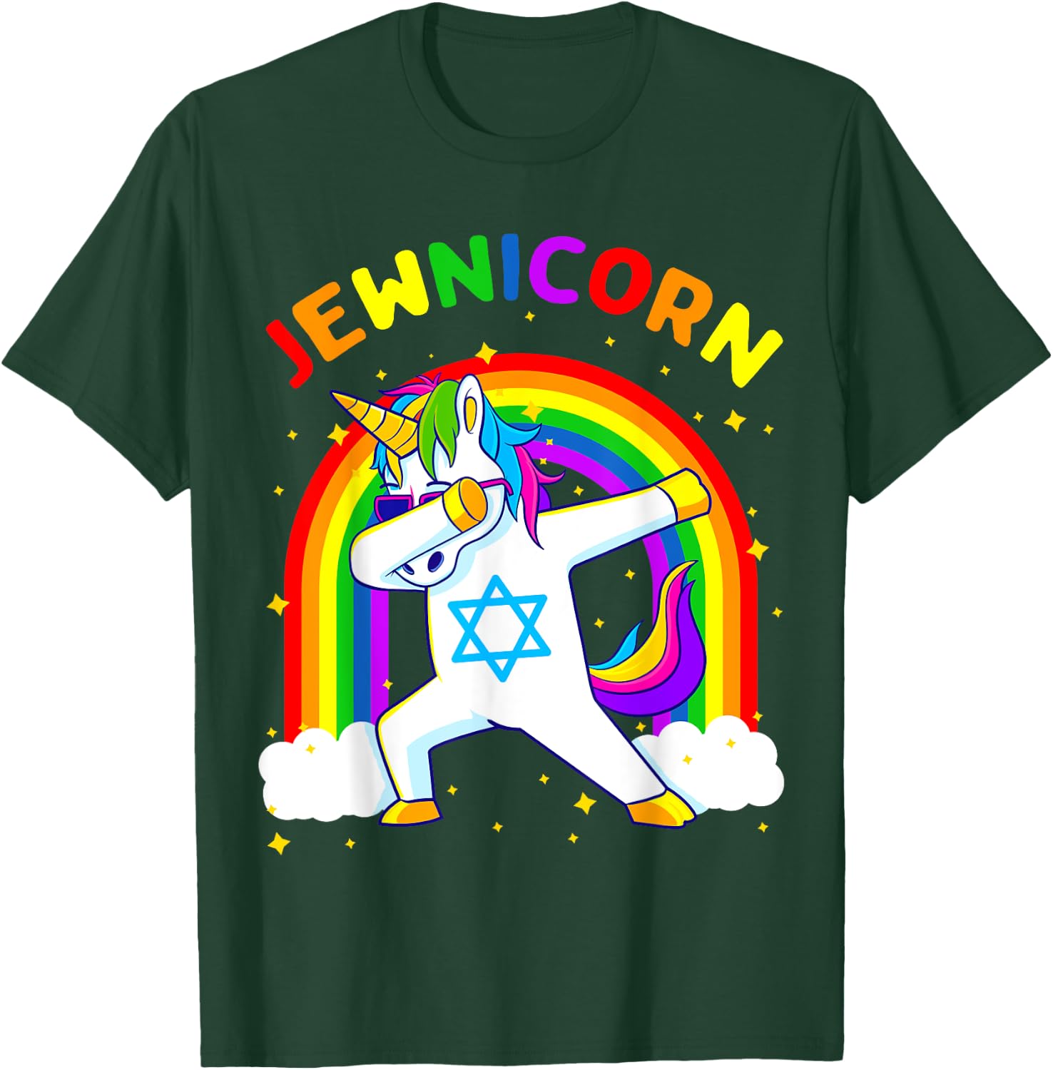 Jewnicorn Hanukkah Dabbing Unicorn Chanukah Women Girls Gift T-Shirt - T-Shirt | Forest