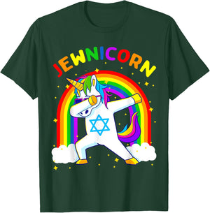 Jewnicorn Hanukkah Dabbing Unicorn Chanukah Women Girls Gift T-Shirt - T-Shirt | Forest