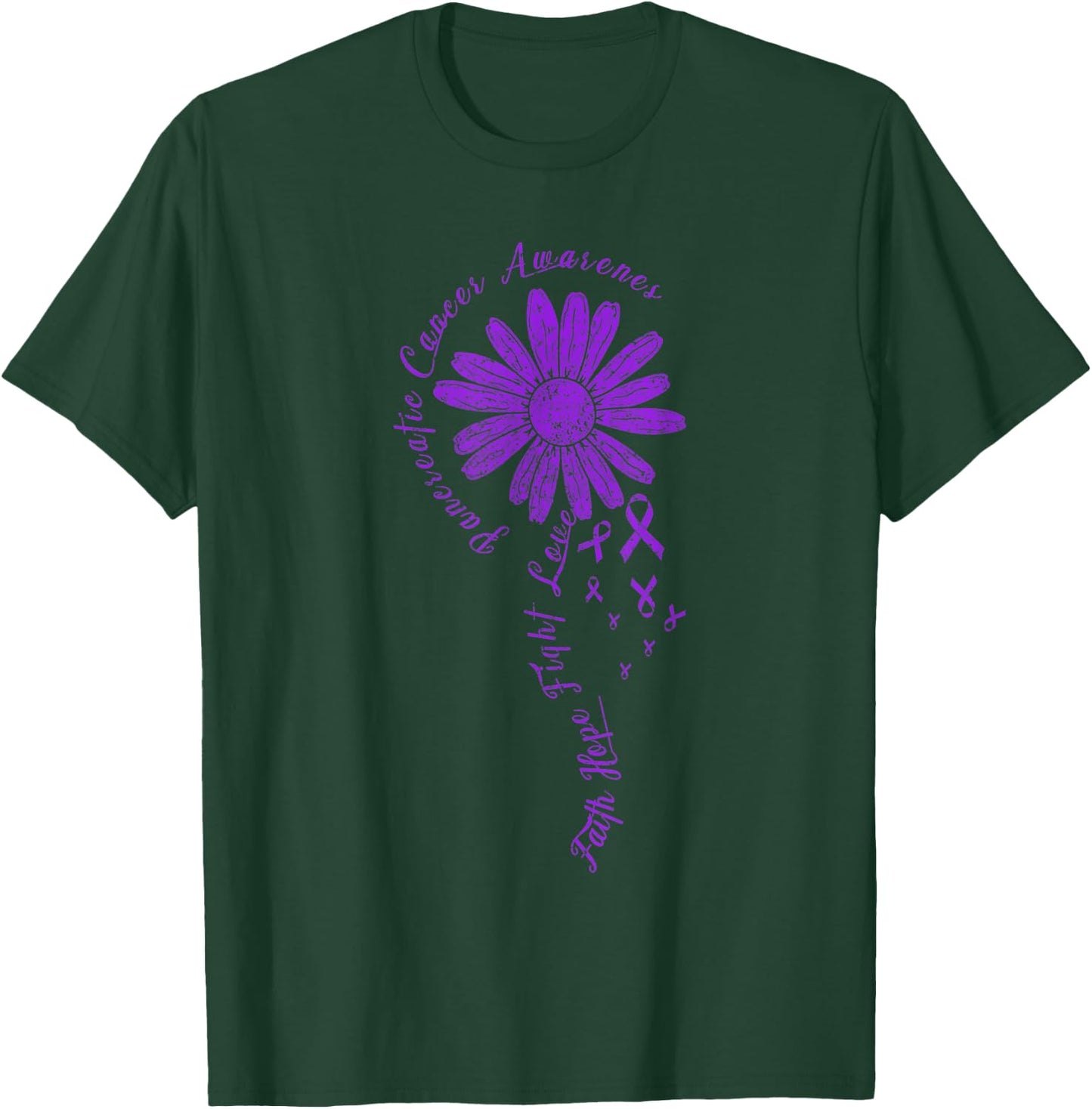 Cancer Fight Purple Ribbon Gift Pancreatic Cancer Awareness T-Shirt - T-Shirt | Forest