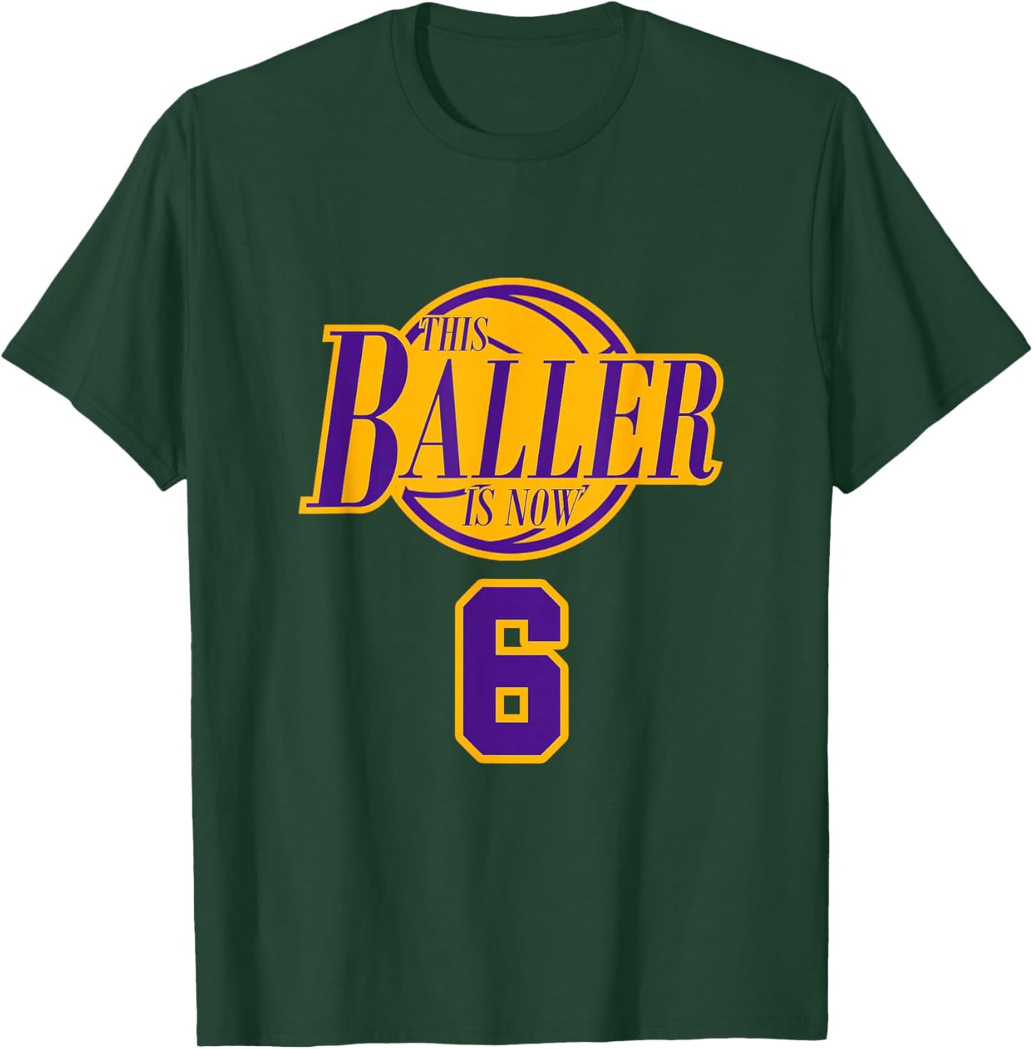 6 Years Old Birthday Basketball Baller Purple And Yellow T-Shirt - T-Shirt | Forest