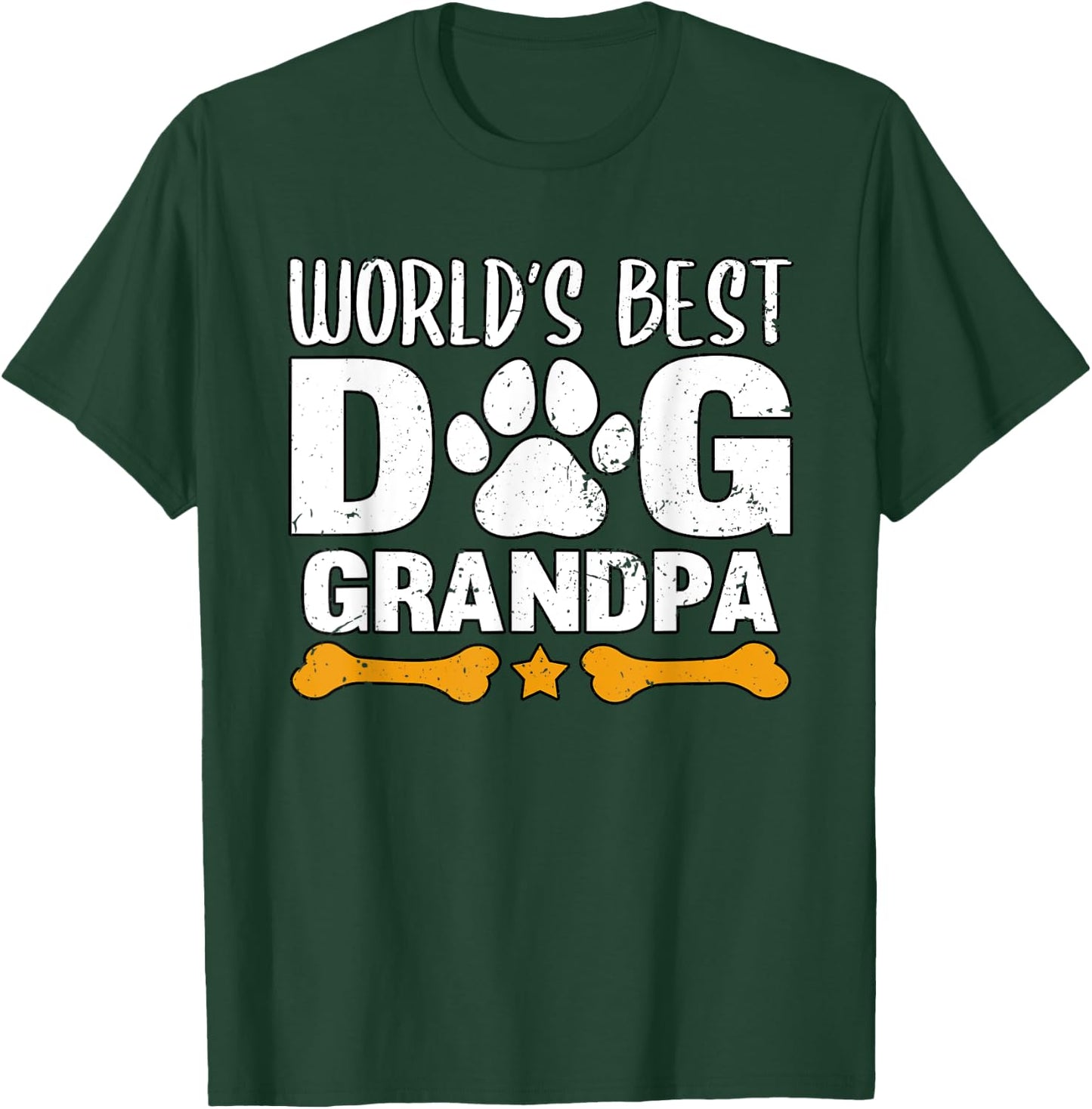 World's Best Dog Grandpa Puppy Grandfather Paw Fur Parent T-Shirt - T-Shirt | Forest