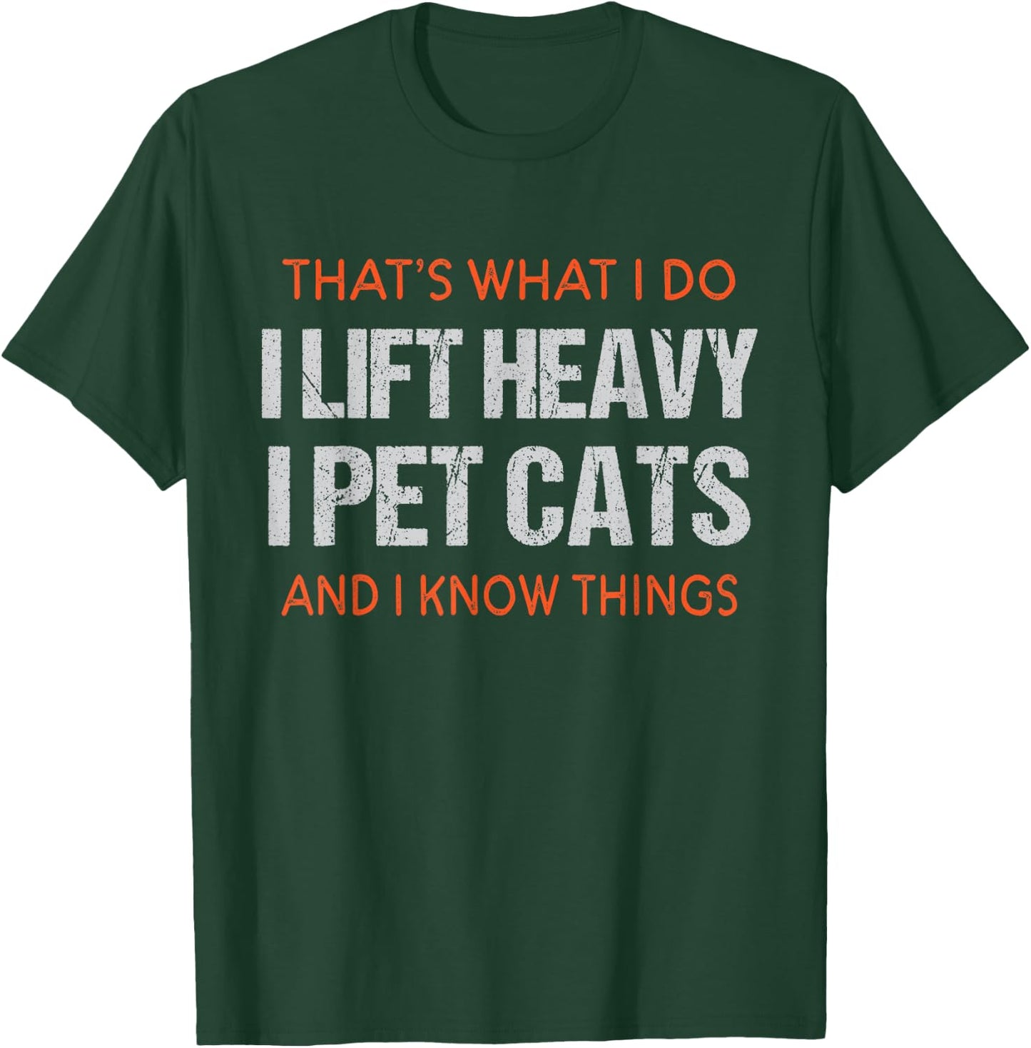 Funny Gym Workout Weightlifting Cat Animal Themed Saying T-Shirt - T-Shirt | Forest