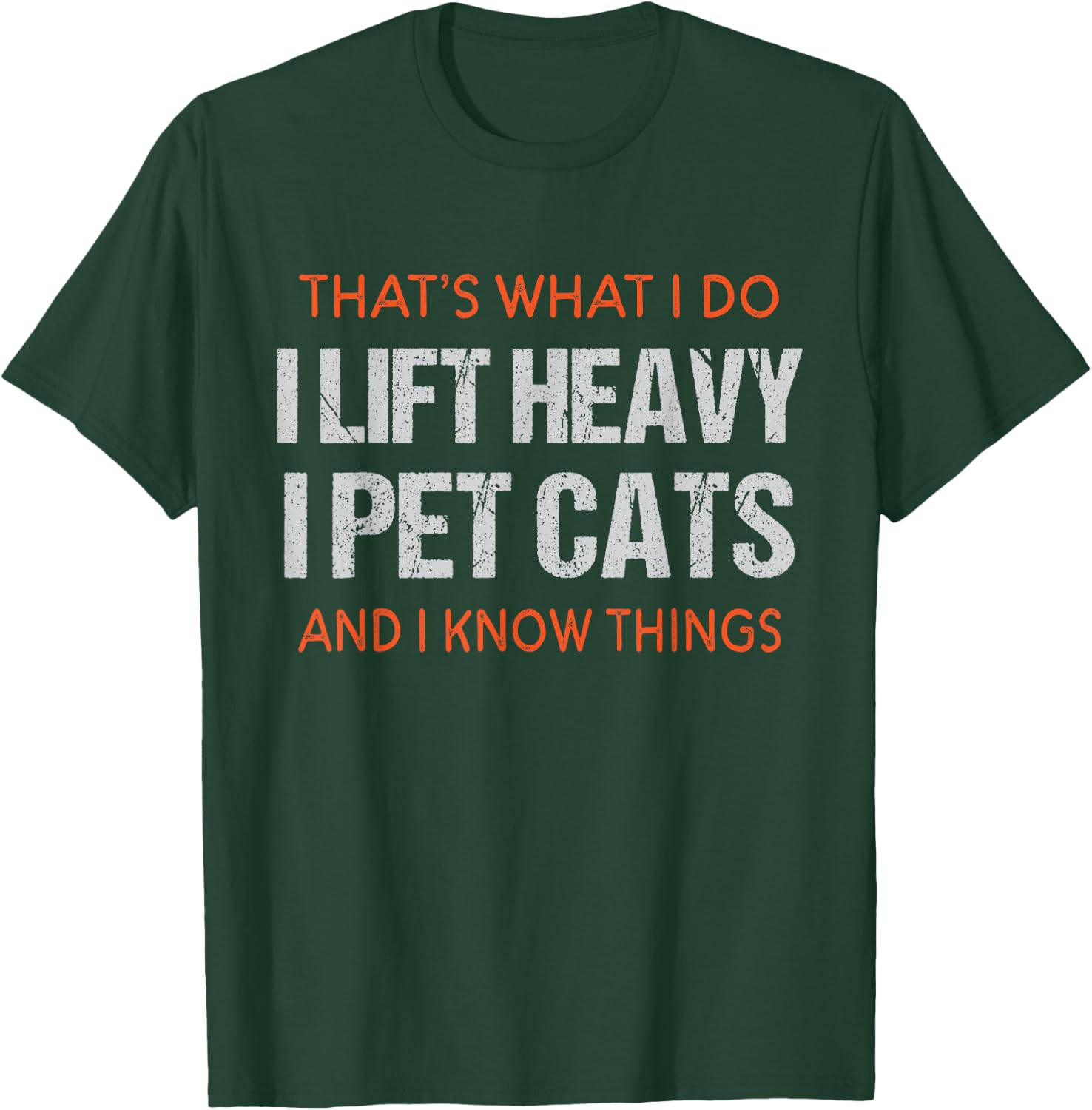 Funny Gym Workout Weightlifting Cat Animal Themed Saying T-Shirt - T-Shirt | Forest
