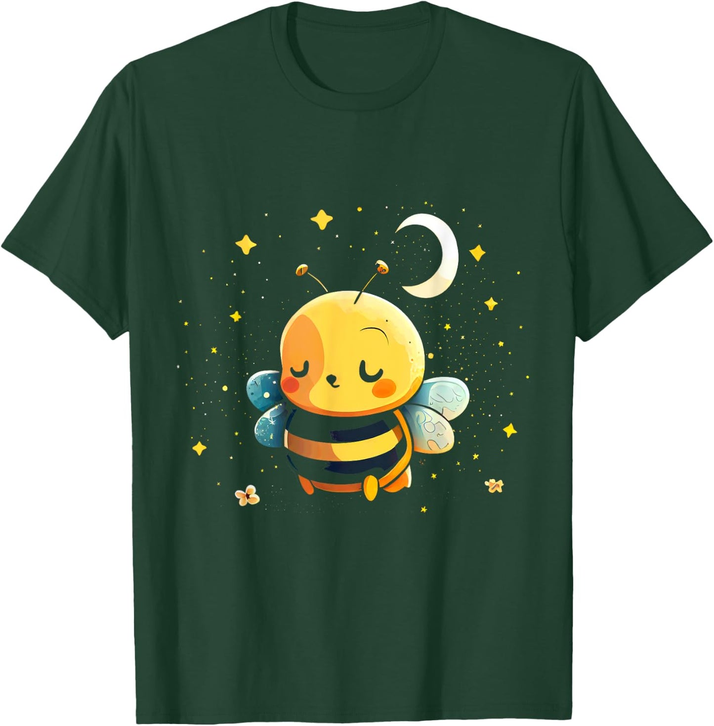 Peaceful Bumblebee Under Moon And Stars T-Shirt - T-Shirt | Forest
