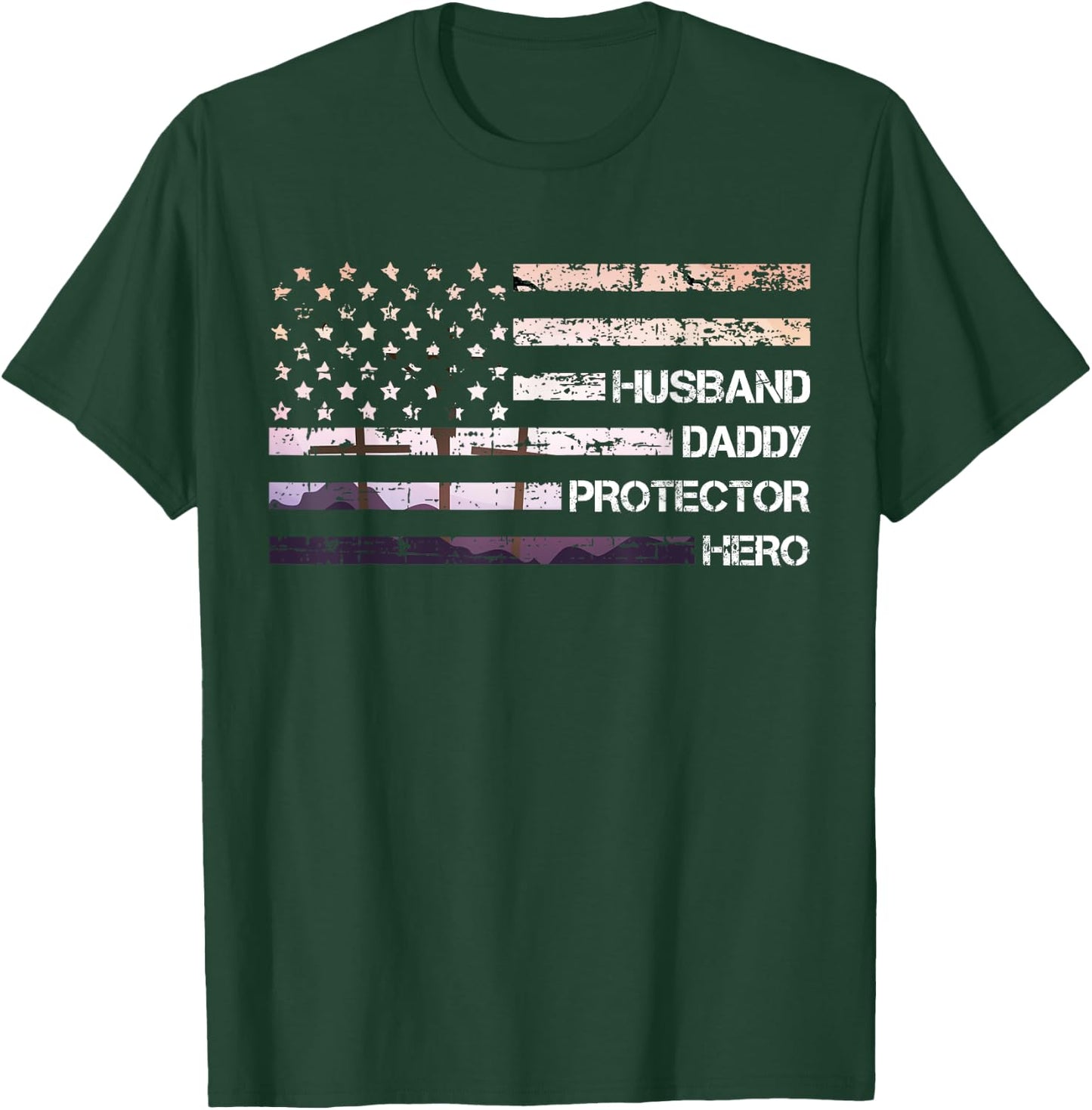 Husband Dad Protector Hero Father's Day Dad Gift Dad T-Shirt - T-Shirt | Forest