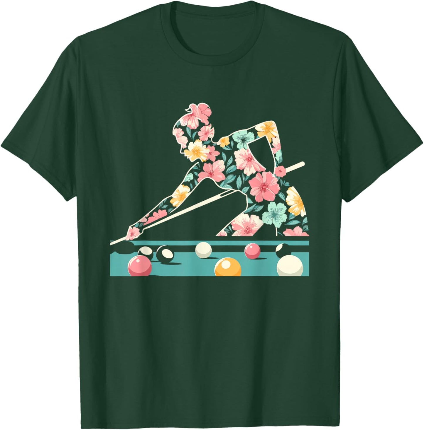 Floral FLower Billiards Billards Player Mothers Day T-Shirt - T-Shirt | Forest