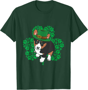 Lucky Tricolor Corgi Dog Leprechaun Hat St Patricks Day T-Shirt - T-Shirt | Forest