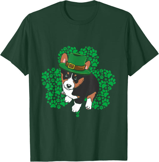 Lucky Tricolor Corgi Dog Leprechaun Hat St Patricks Day T-Shirt - T-Shirt | Forest