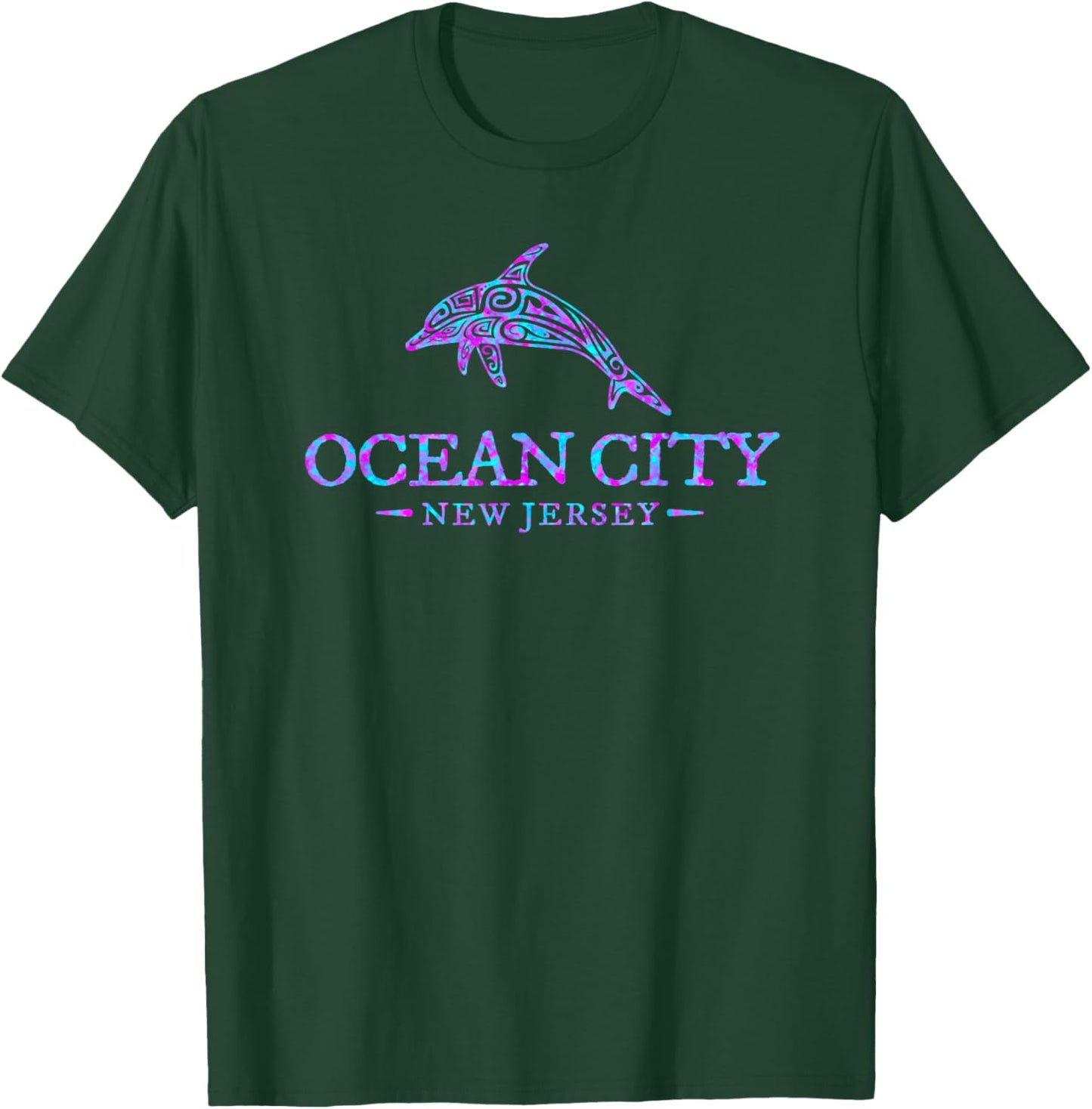Ocean City New Jersey Colorful Dolphin Girls Boys T-Shirt - T-Shirt | Forest
