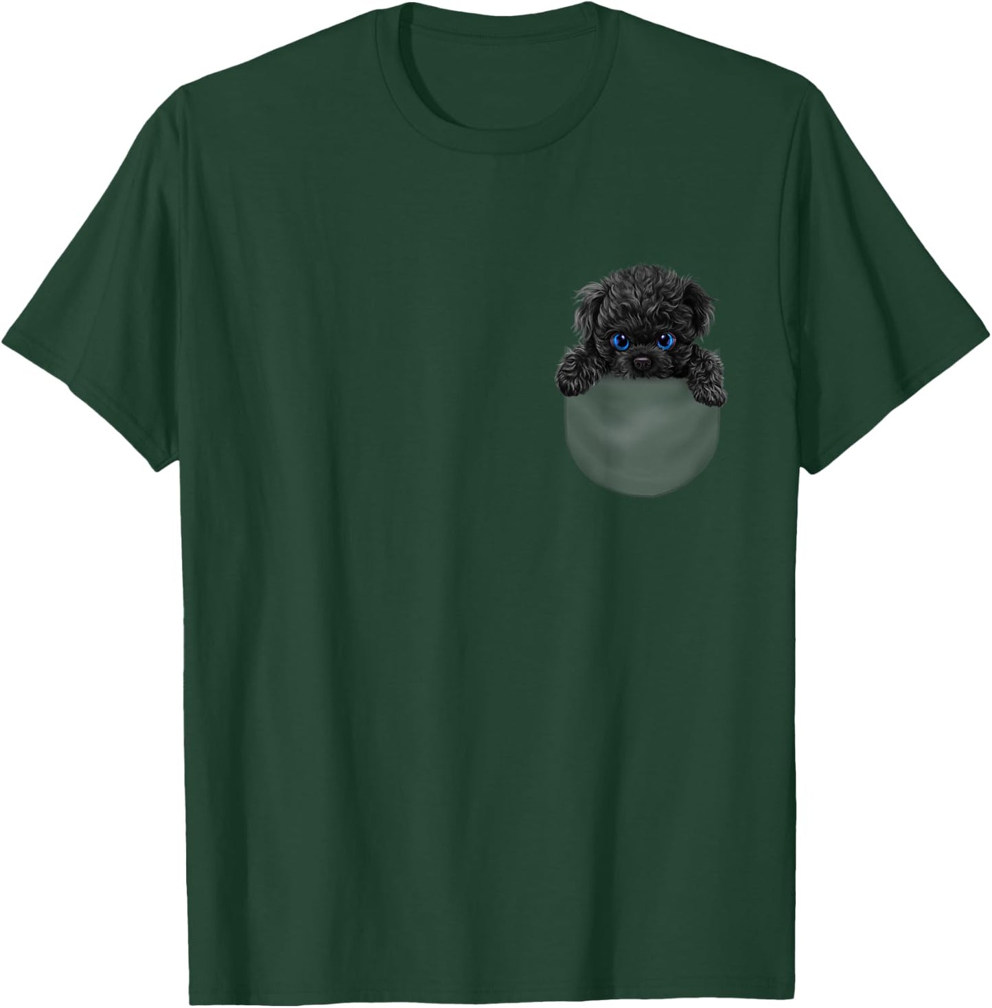 Black Poodle Dog in Pocket T-Shirt - T-Shirt | Forest