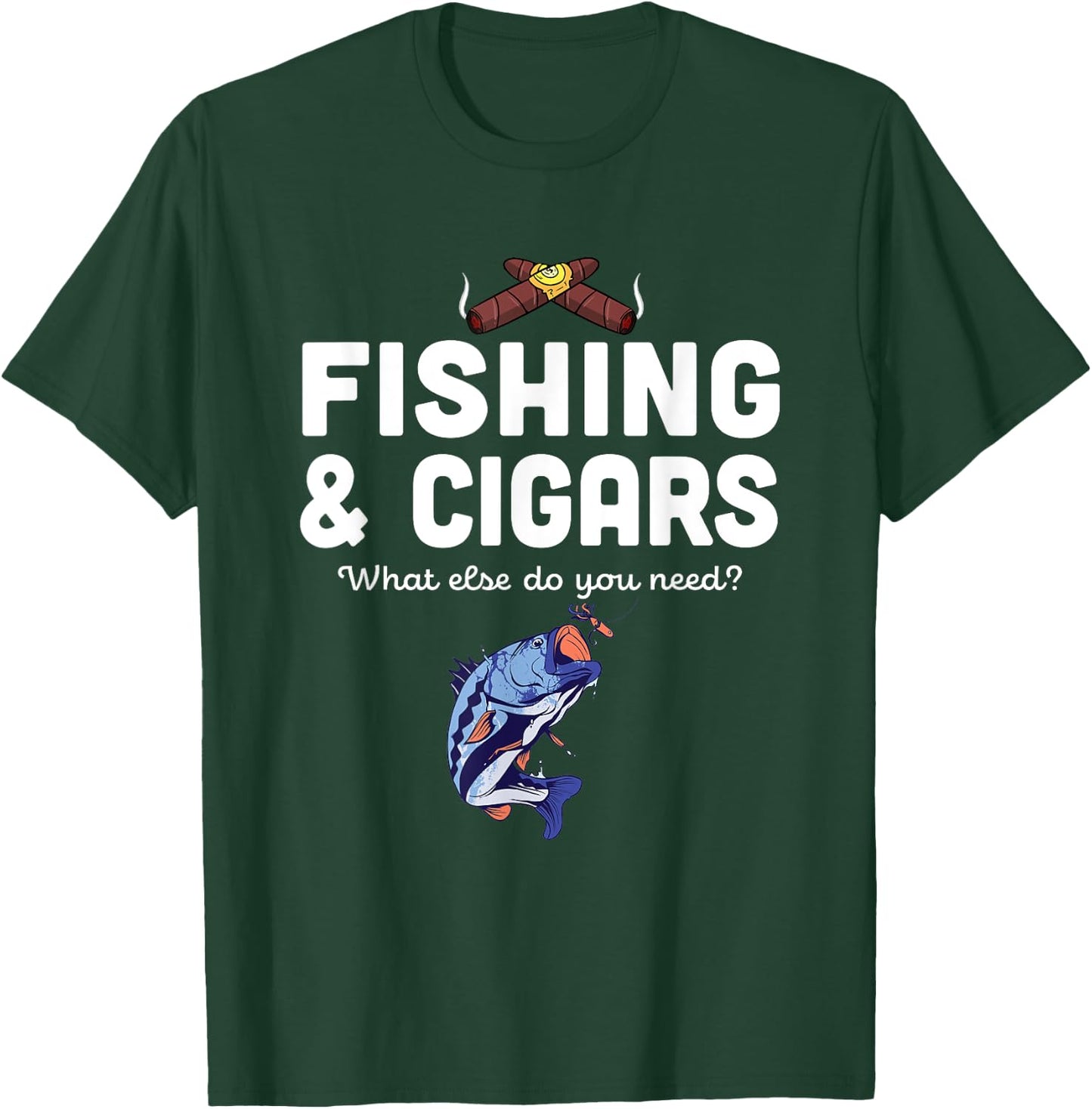 Cigar Smoker Fisherman Gift Cuban Cigars Smoking Fishing T-Shirt - T-Shirt | Forest