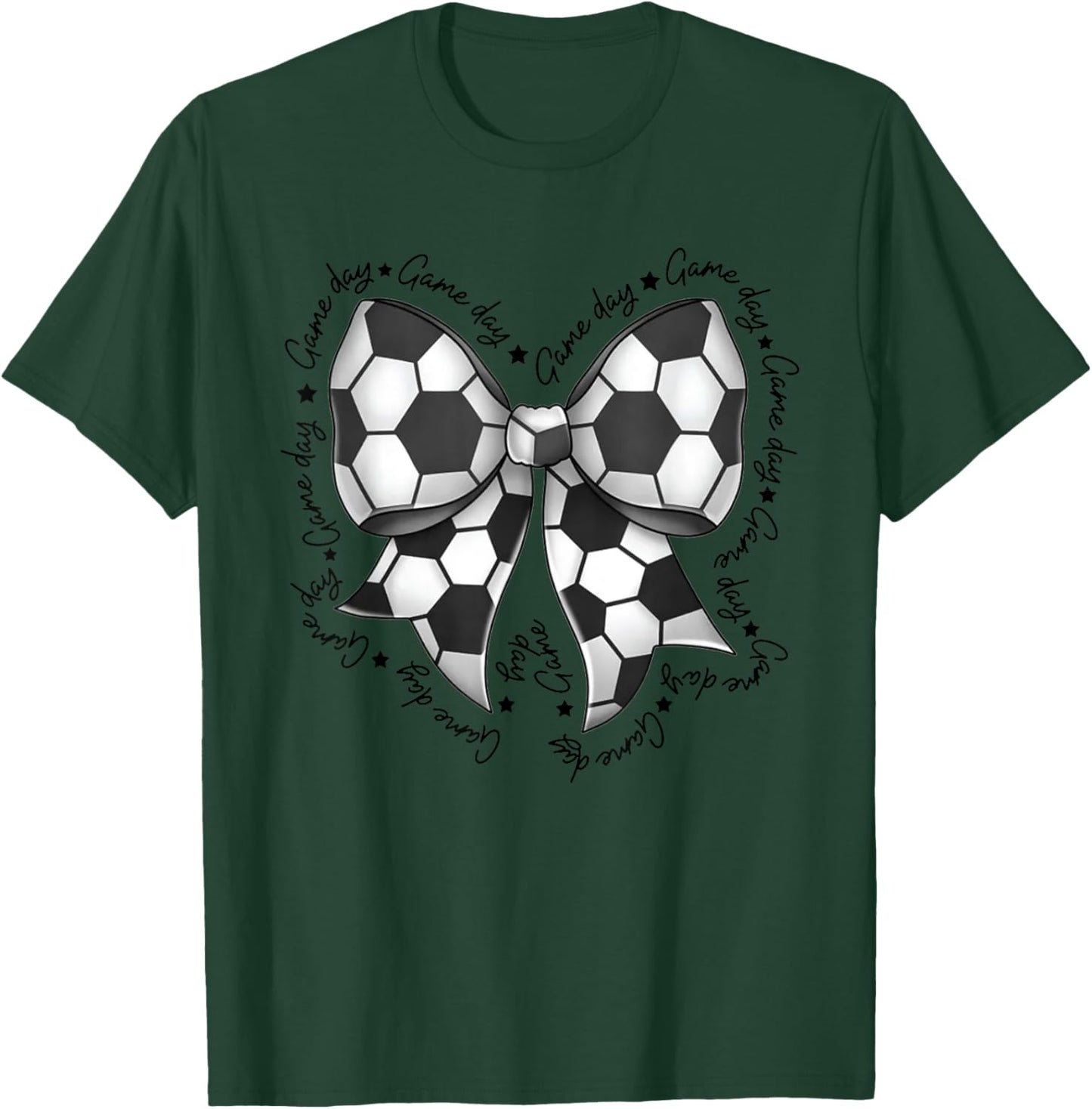 Cute Coquette Bow Funny Game Day Soccer Mom Life Team Sports T-Shirt - T-Shirt | Forest