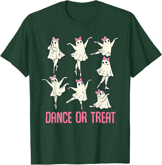 Dance Or Treat Shirt Halloween Funny Ghost Ballet Dance T-Shirt - T-Shirt | Forest