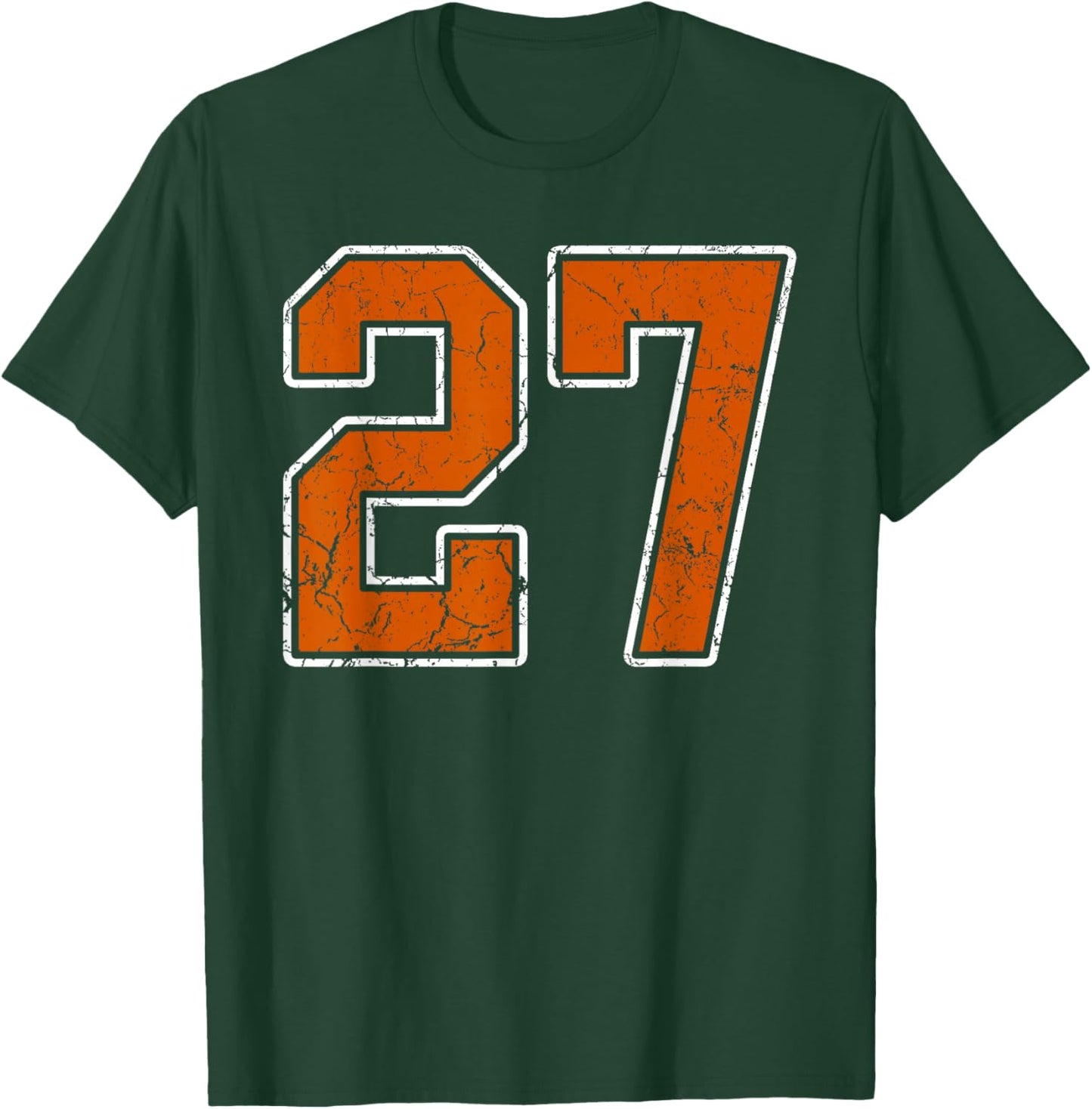 Grunge Burnt Orange and White #27 Sports Jersey Number 27 T-Shirt - T-Shirt | Forest
