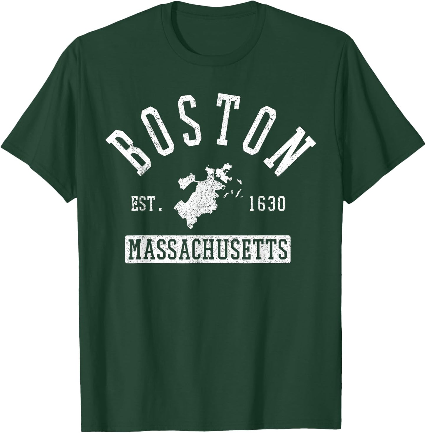 Boston Massachusetts Est. 1630 City Map Souvenir T-Shirt - T-Shirt | Forest