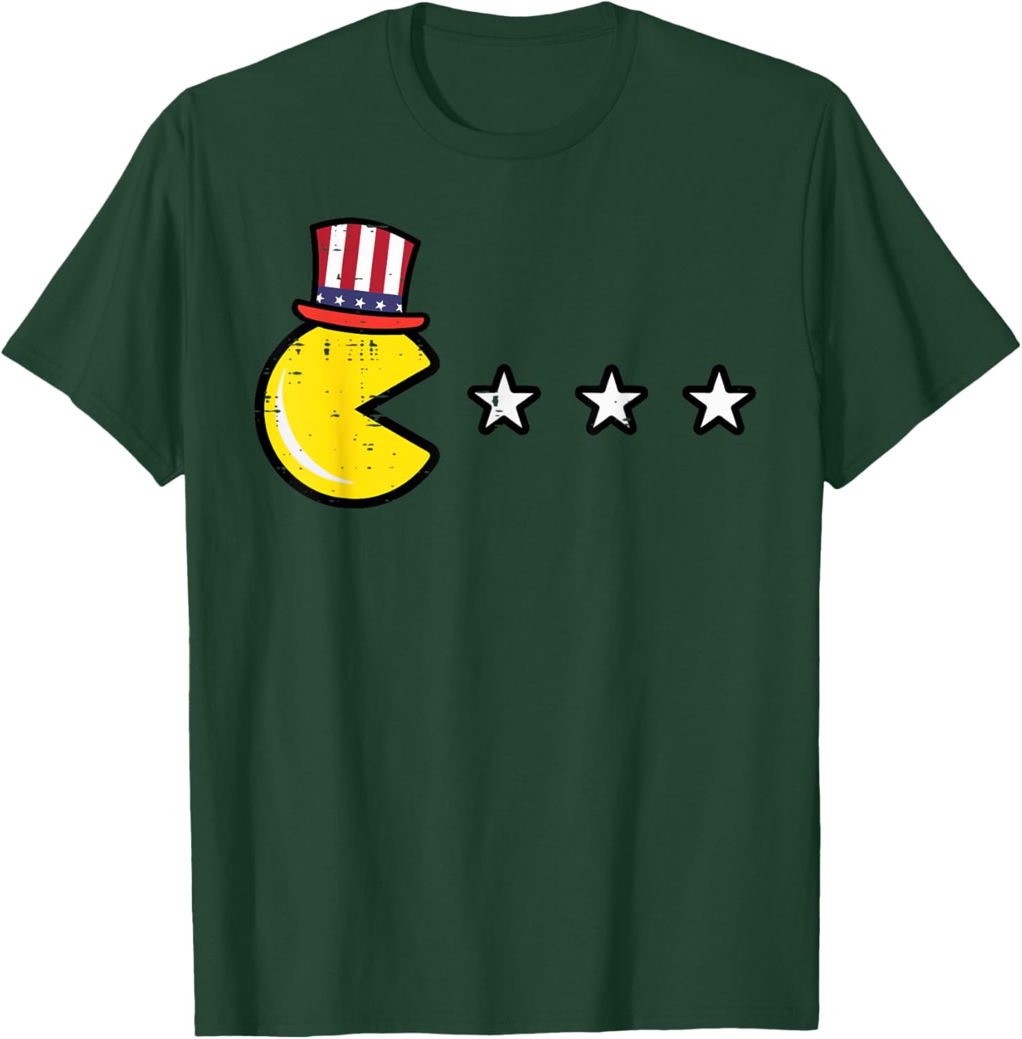 4th July Video Game Eating Stars Retro Gamer Boys Kids Men T-Shirt - T-Shirt | Forest