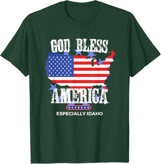 God Bless America Especially Idaho Awesome US State Design T-Shirt - T-Shirt | Forest