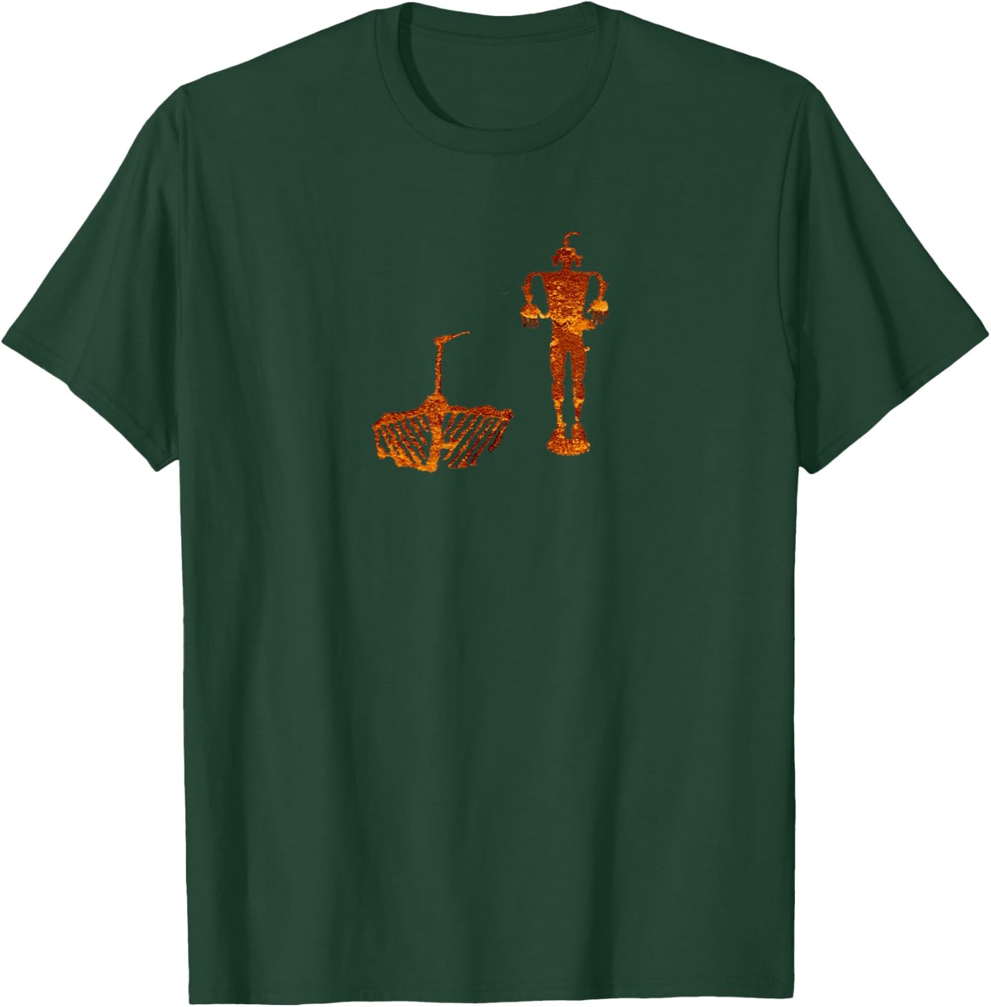 Petroglyph. Rock Art. Wolf Man and Crane T-Shirt - T-Shirt | Forest