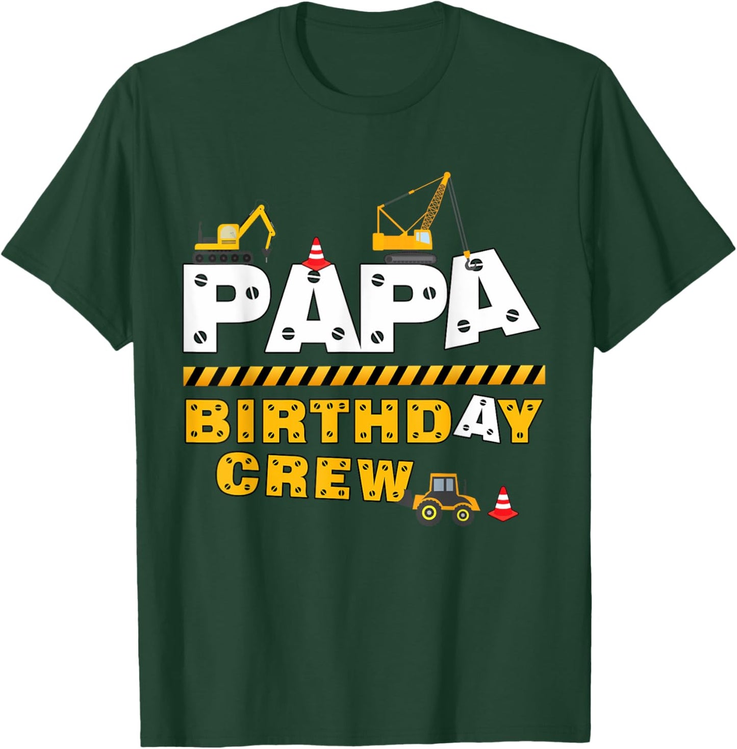 Papa Birthday Crew Construction Family Birthday Party T-Shirt - T-Shirt | Forest