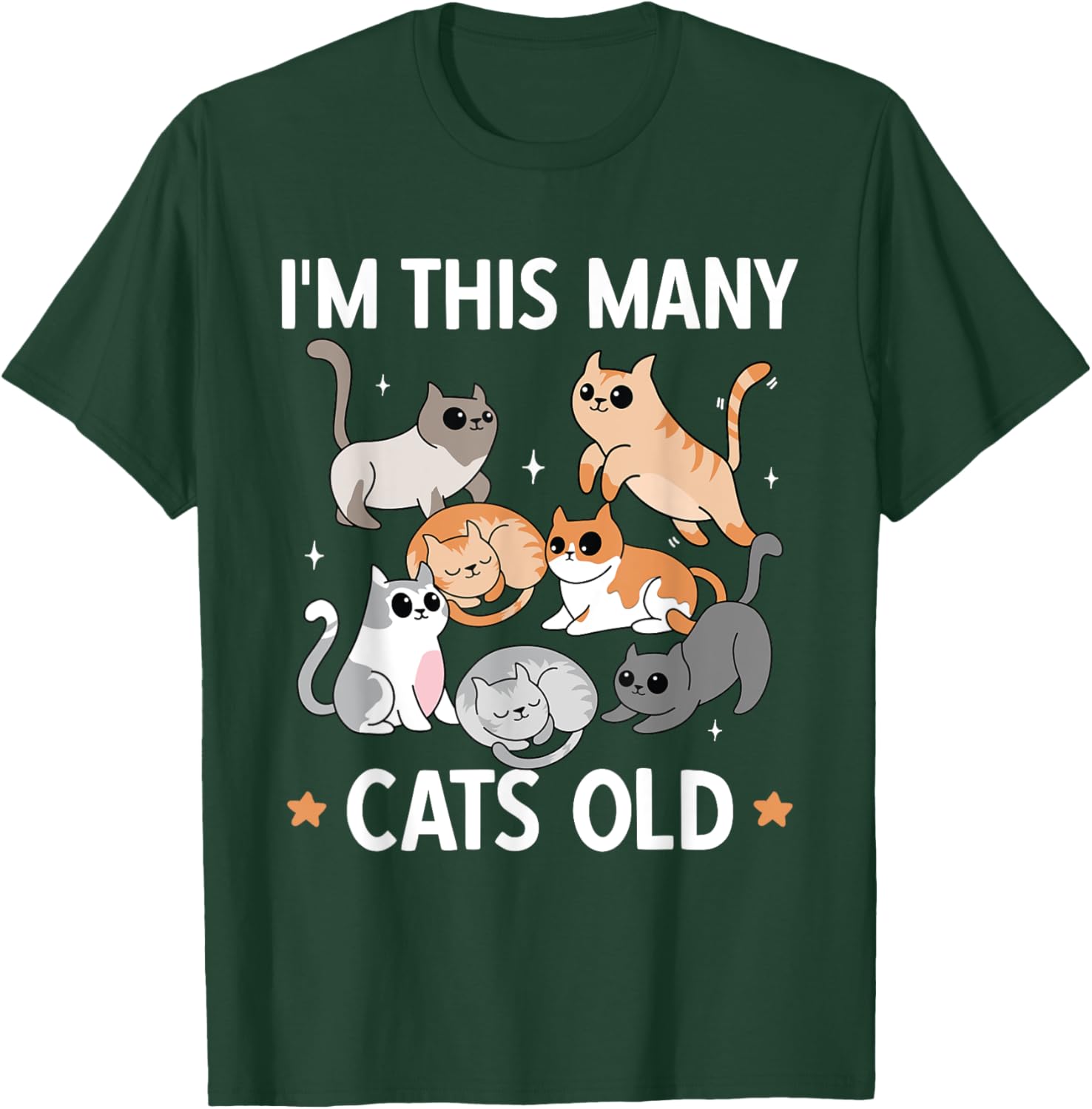 I'm This Many Cats Old 7th Birthday Party Kitten Cat T-Shirt - T-Shirt | Forest