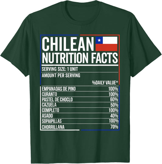 Chile Nutrition Facts Flag Food Camiseta Chilean Chileno T-Shirt - T-Shirt | Forest