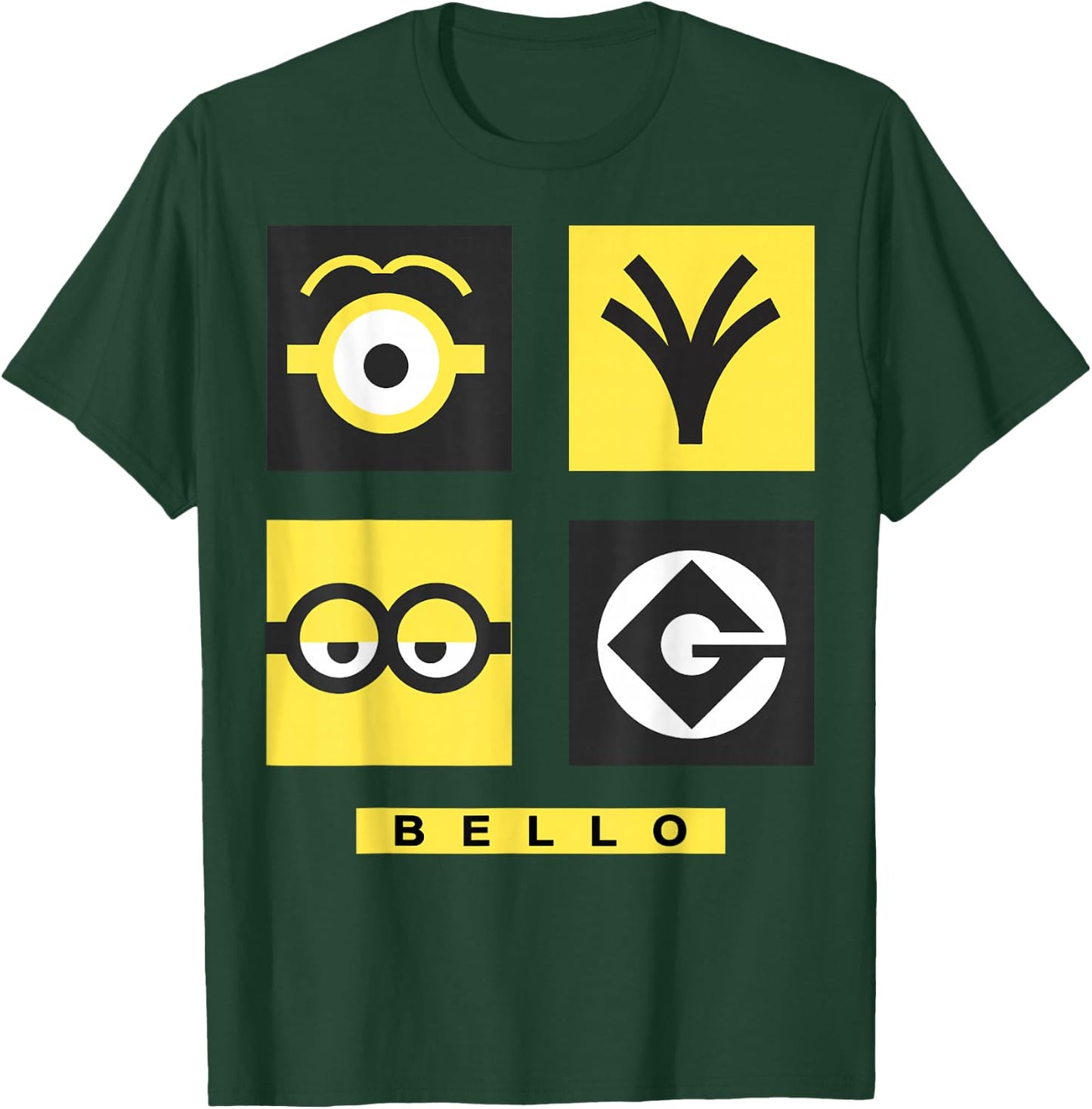 Despicable Me Minions Bello Symbol Box Grid T-Shirt - T-Shirt | Forest