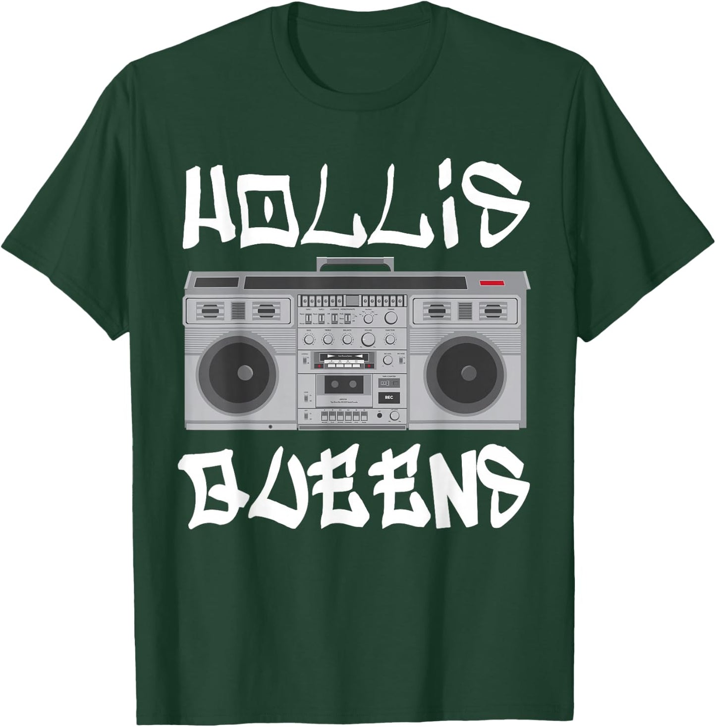 Hollis Queens Boom Box Graffiti Lettering T-Shirt - T-Shirt | Forest