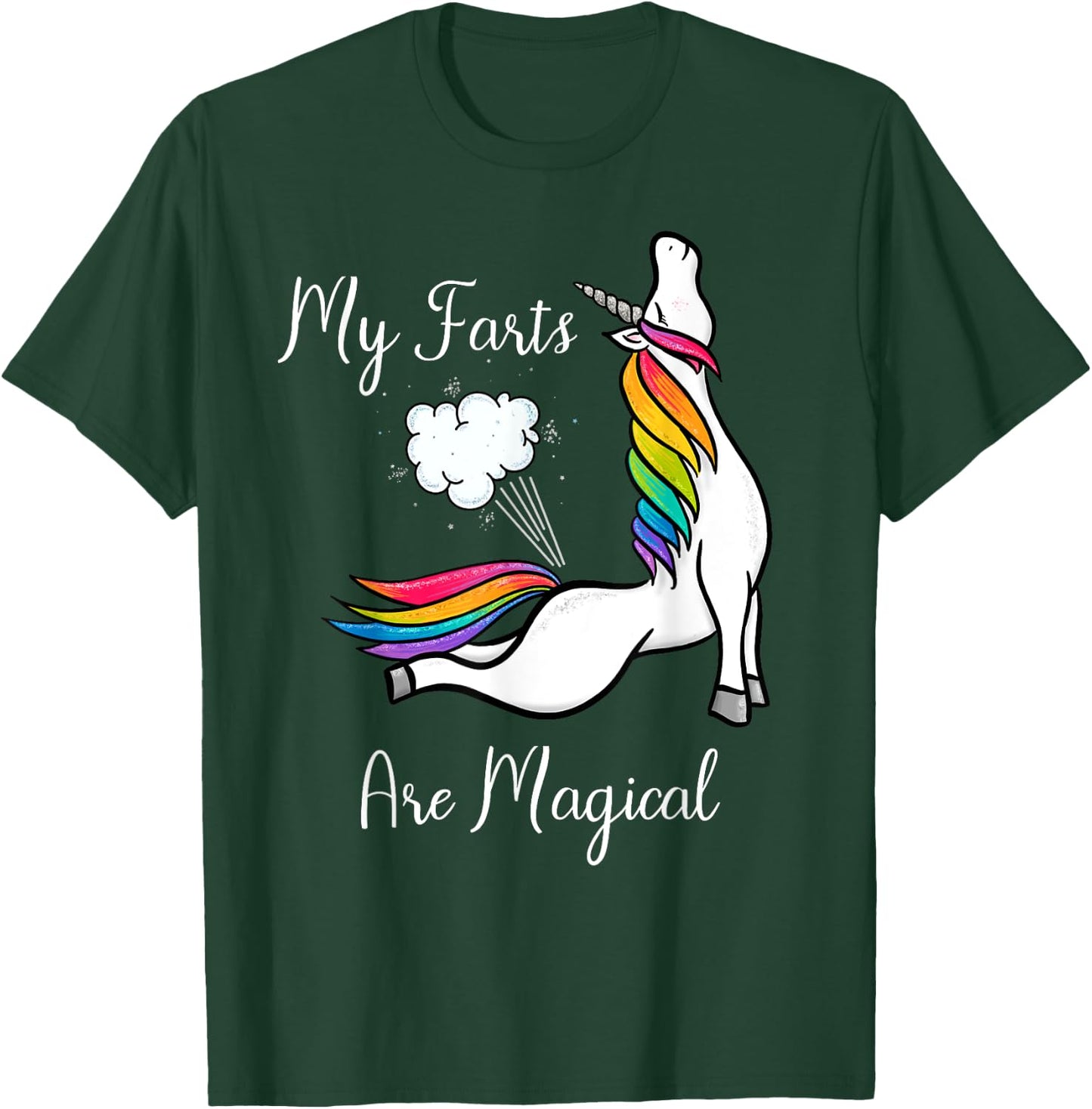 Funny Rainbow Farting Unicorn Gift My Farts Are Magical T-Shirt - T-Shirt | Forest